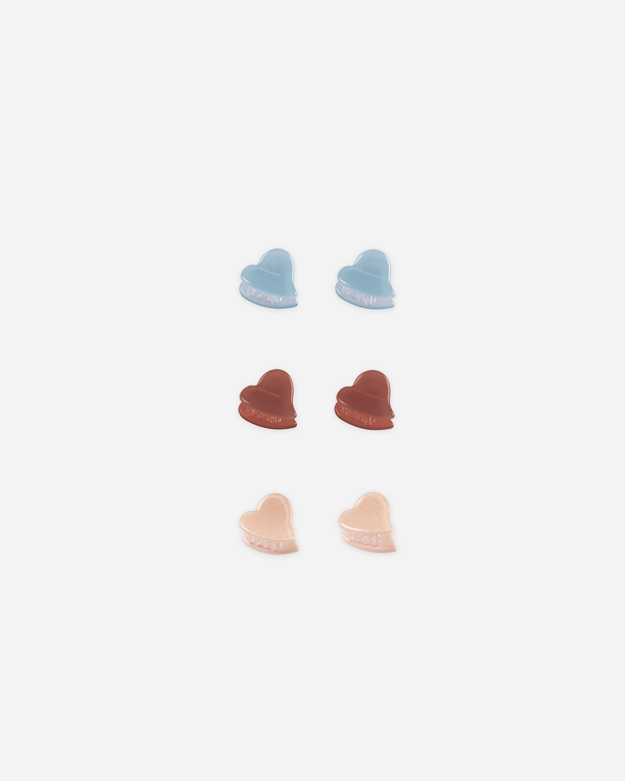 Heart Mini Clips || Light Blue, Poppy, Shell