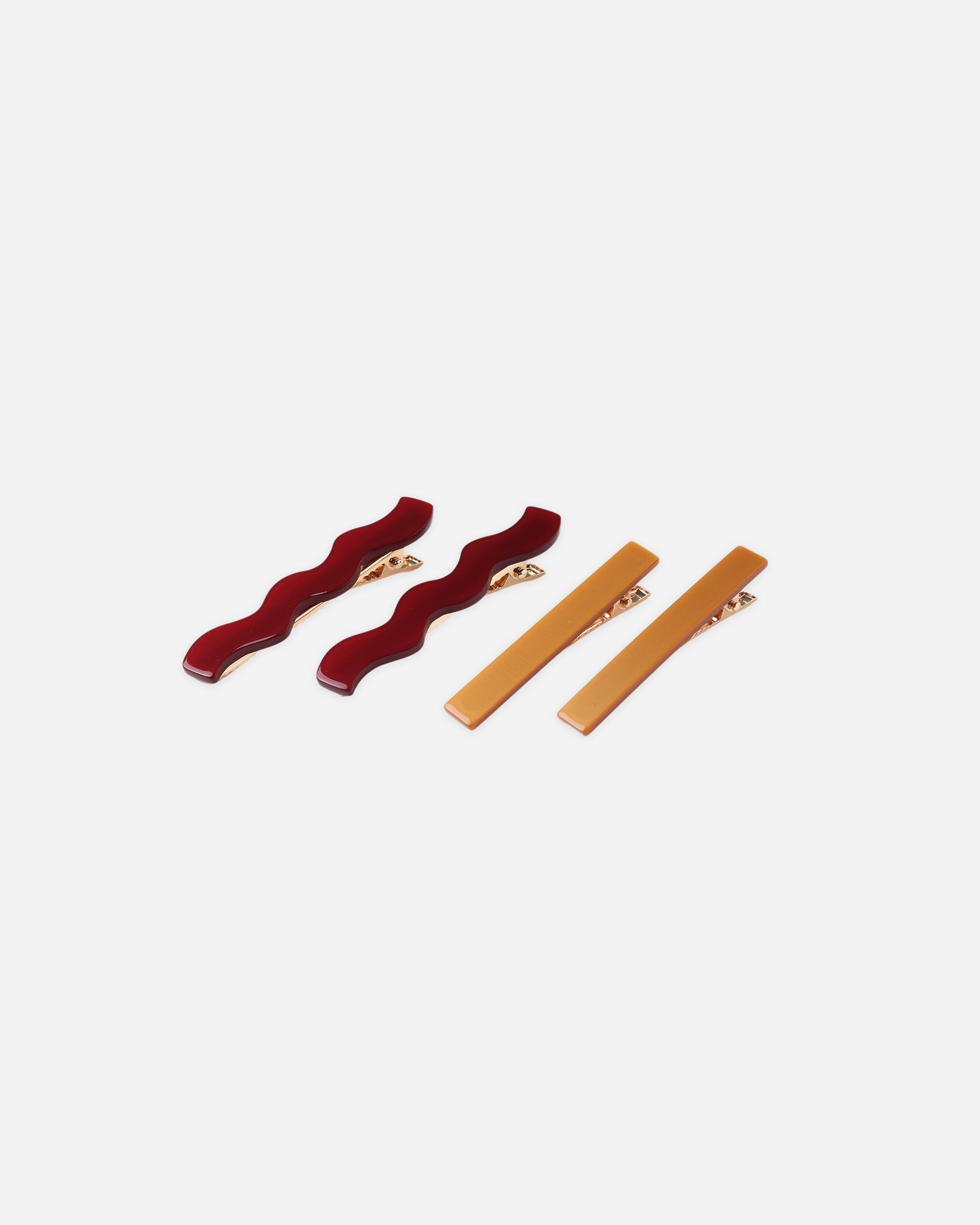Wavy Clip Set | Burgundy, Golden