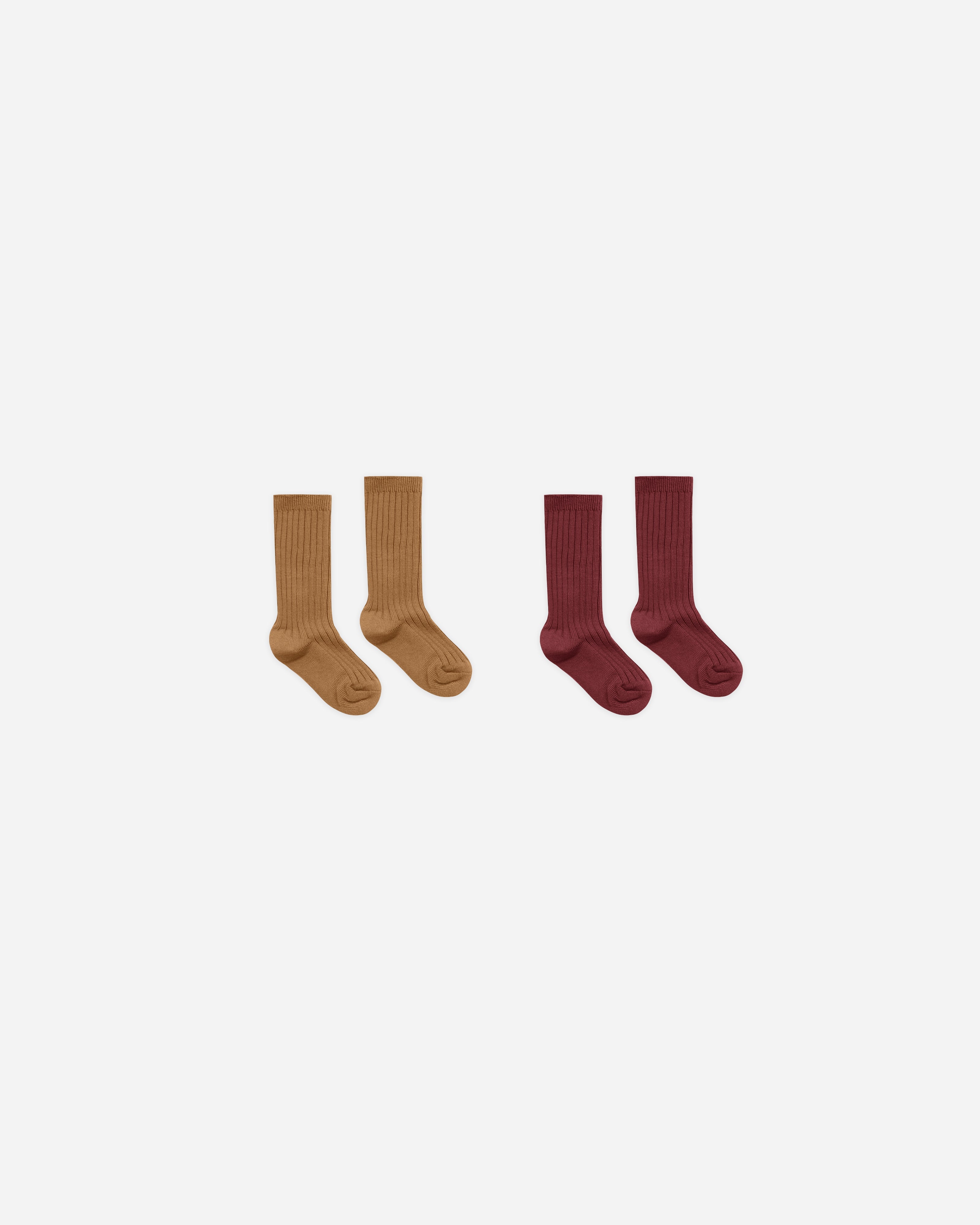Ribbed Socks | Golden, Burgundy