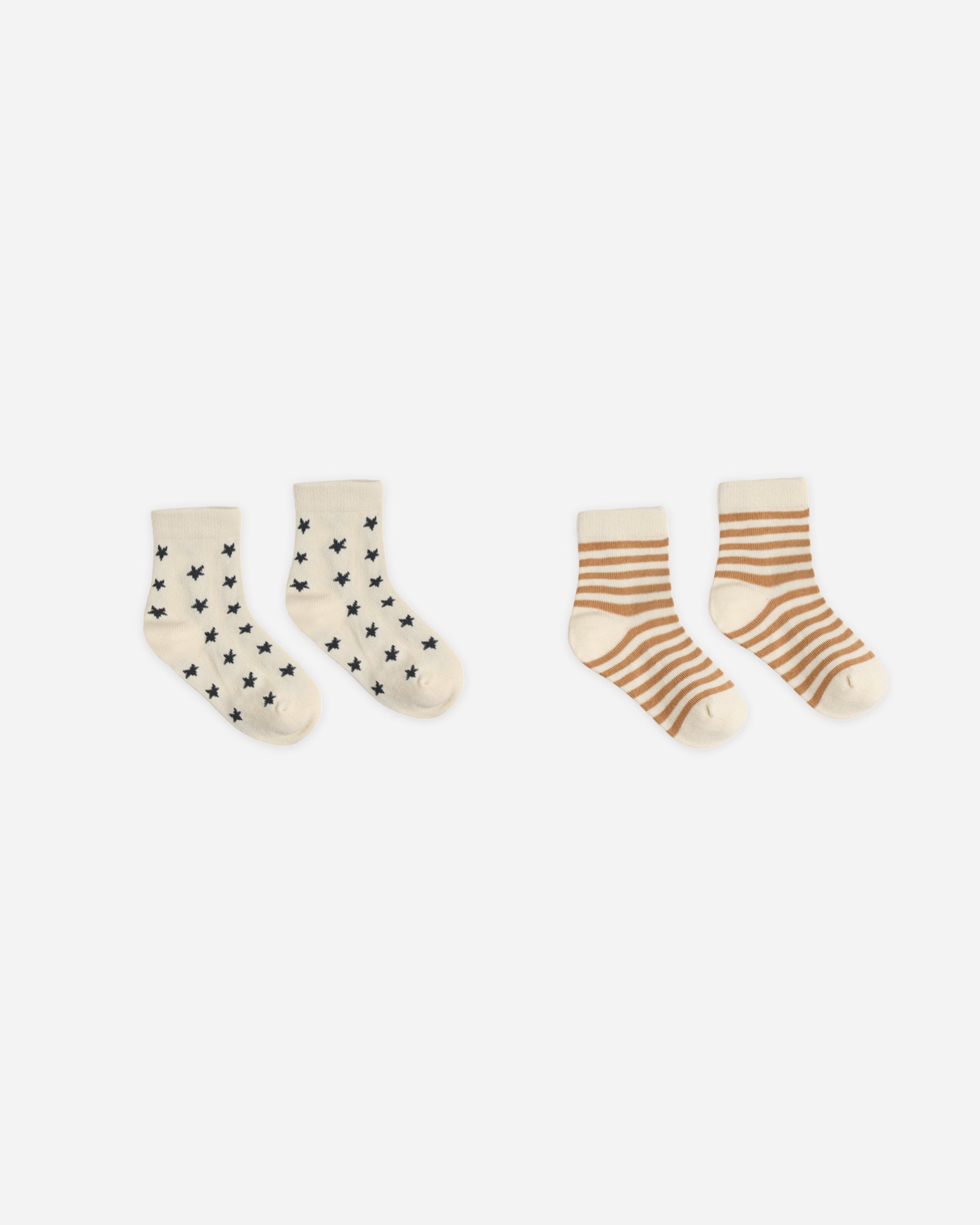 Jacquard Socks, 2-Pack Fawn Stripe, Midnight Stars - Rylee + Cru | Kids Clothes | Trendy Baby Clothes | Modern Infant Outfits |
