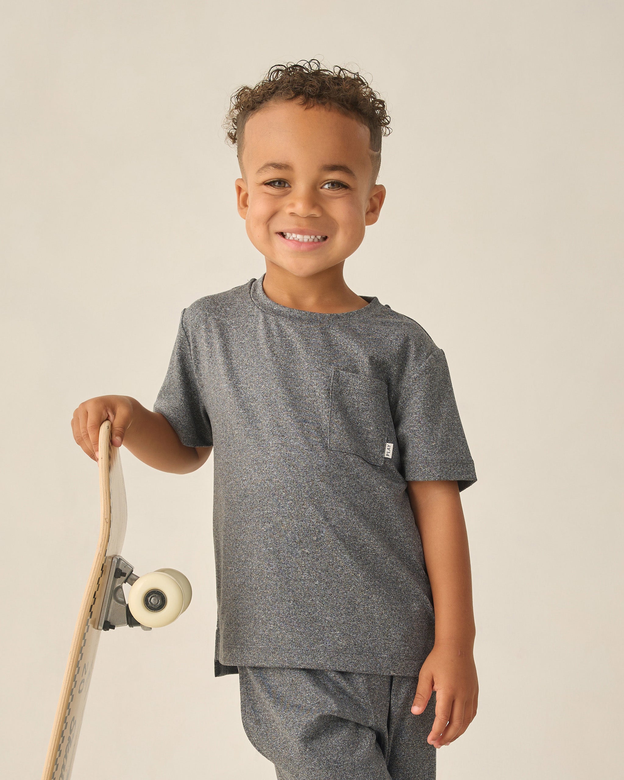 Cove Essential Pocket Tee Heathered Black - Rylee + Cru | Kids Clothes | Trendy Baby Clothes | Modern Infant Outfits |