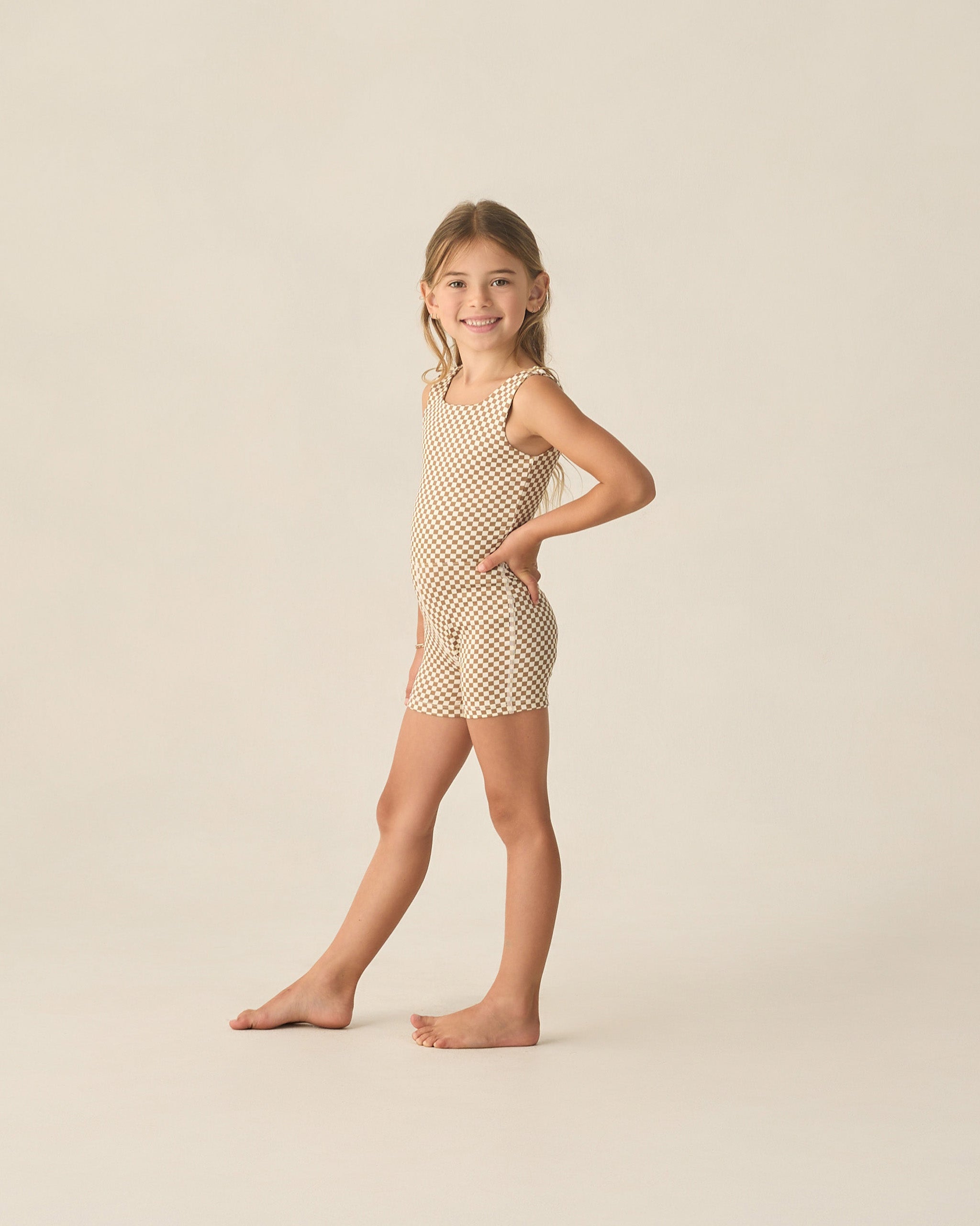 Malibu Bodysuit Ocre Check - Rylee + Cru | Kids Clothes | Trendy Baby Clothes | Modern Infant Outfits |