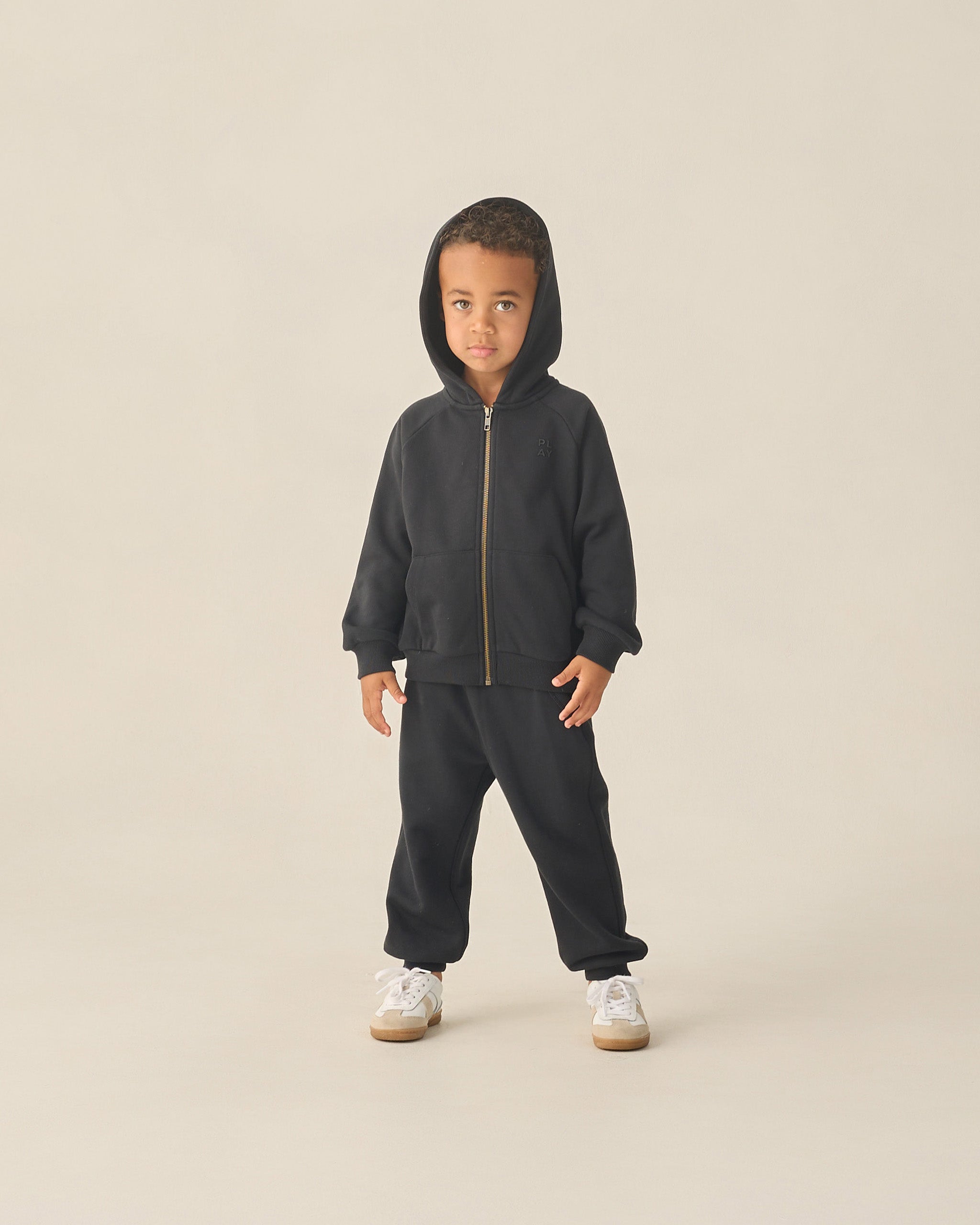 Zip Raglan Hoodie Black - Rylee + Cru | Kids Clothes | Trendy Baby Clothes | Modern Infant Outfits |