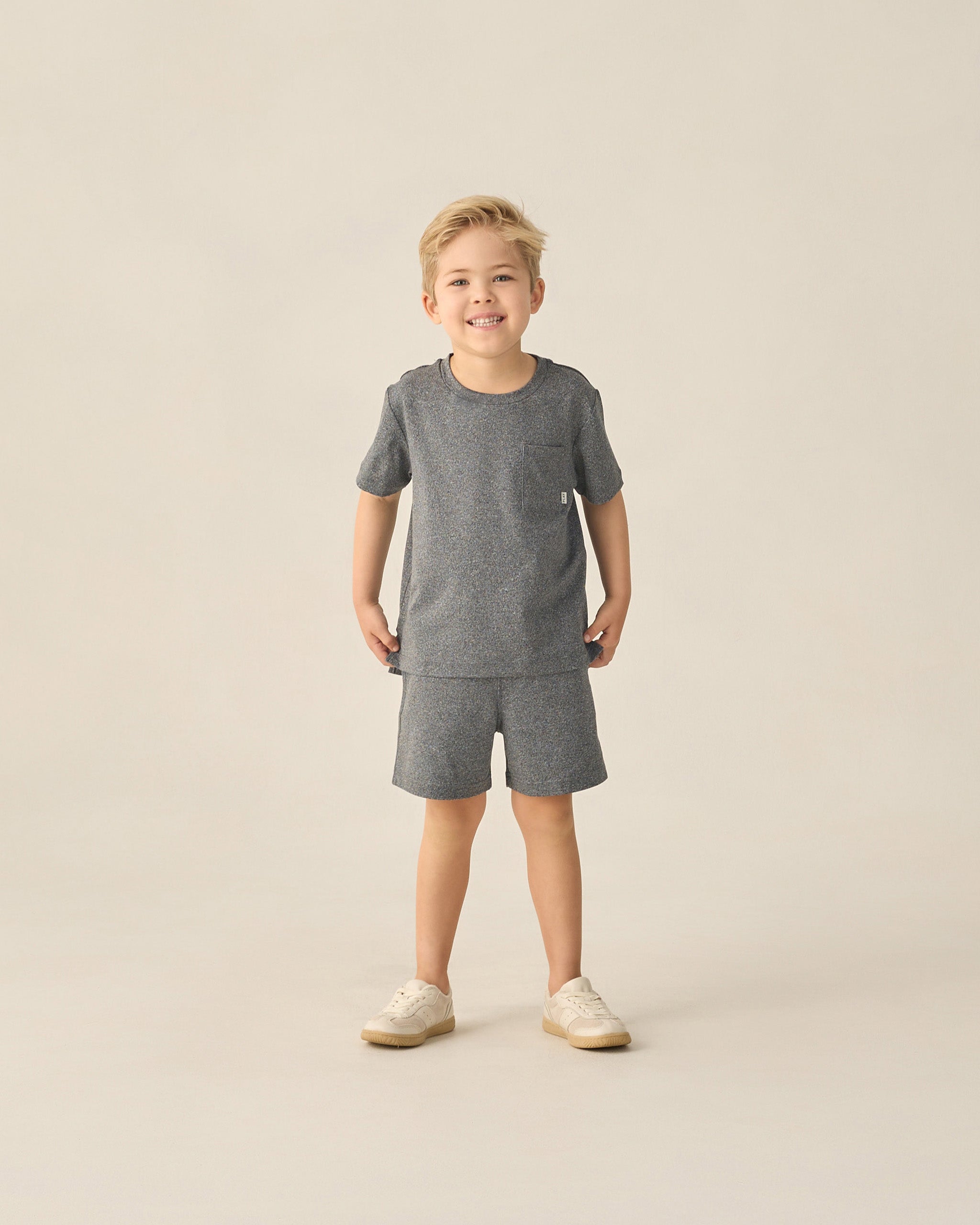 Oceanside Tech Short Heathered Black - Rylee + Cru | Kids Clothes | Trendy Baby Clothes | Modern Infant Outfits |