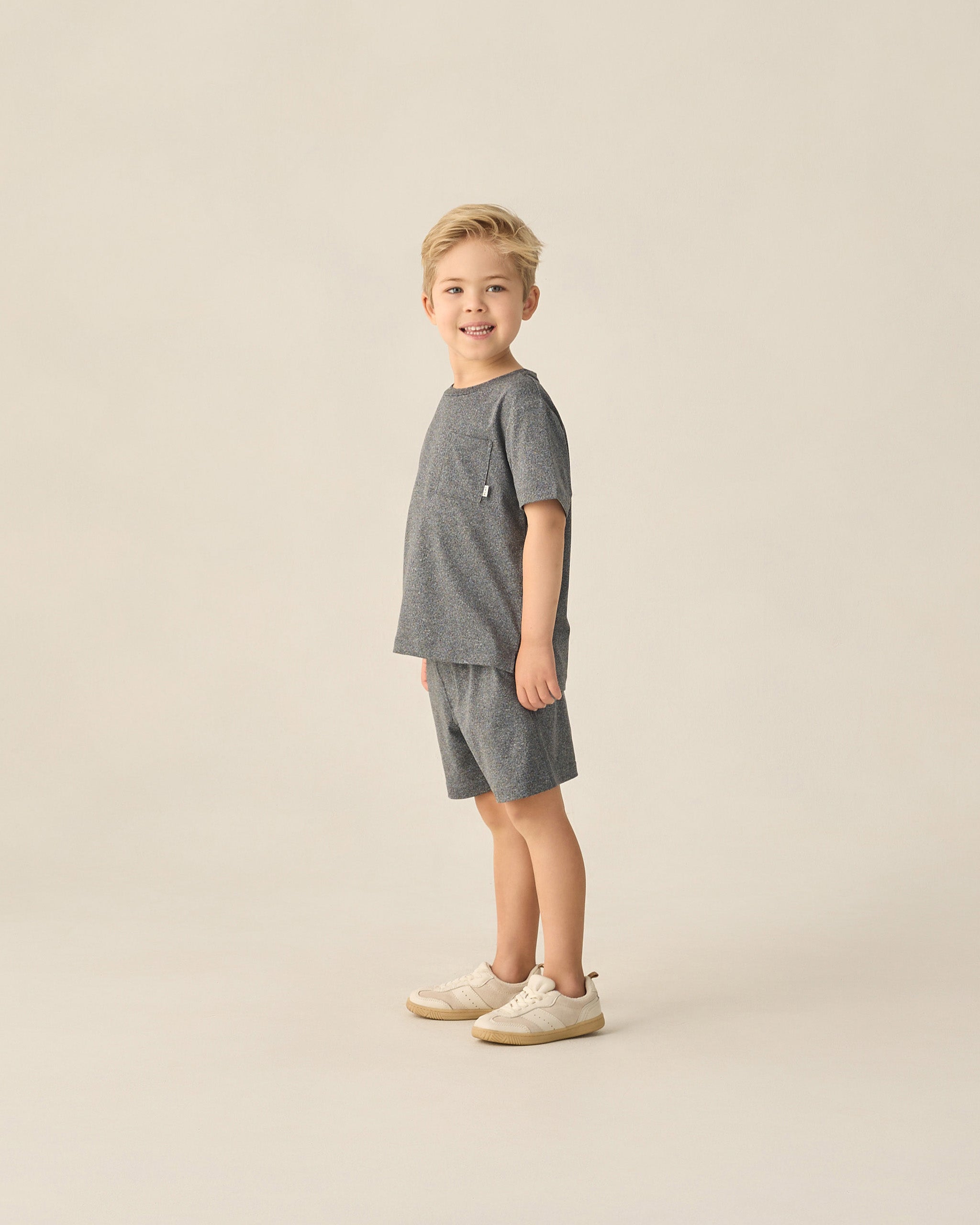 Oceanside Tech Short Heathered Black - Rylee + Cru | Kids Clothes | Trendy Baby Clothes | Modern Infant Outfits |