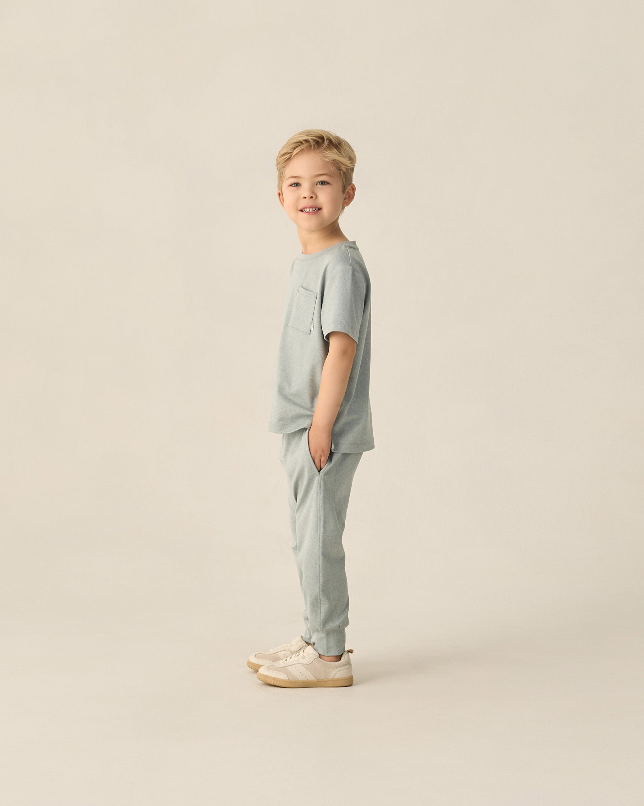 Cove Essential Pocket Tee Heathered Sea Green - Rylee + Cru | Kids Clothes | Trendy Baby Clothes | Modern Infant Outfits |