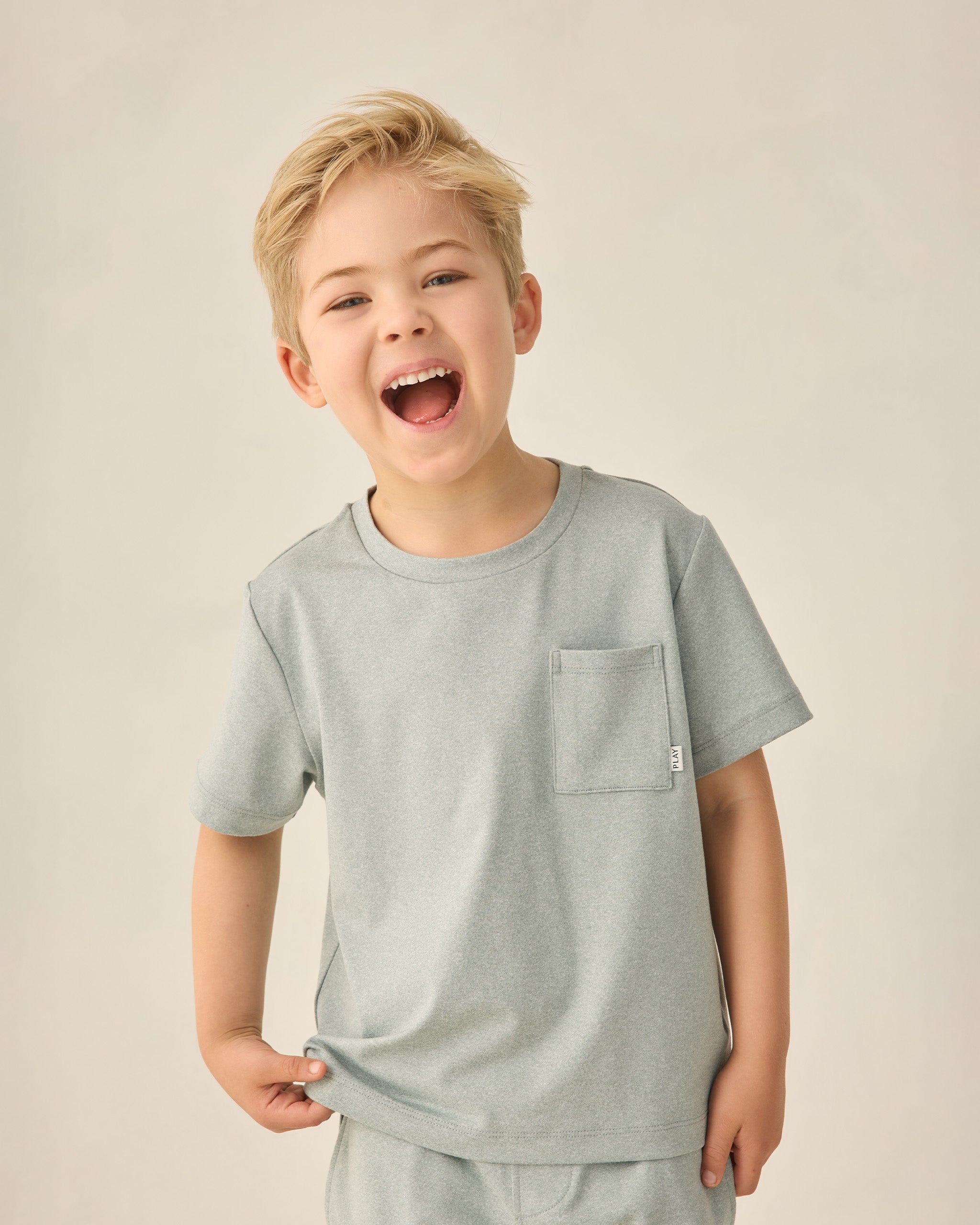 Cove Essential Pocket Tee Heathered Sea Green - Rylee + Cru | Kids Clothes | Trendy Baby Clothes | Modern Infant Outfits |