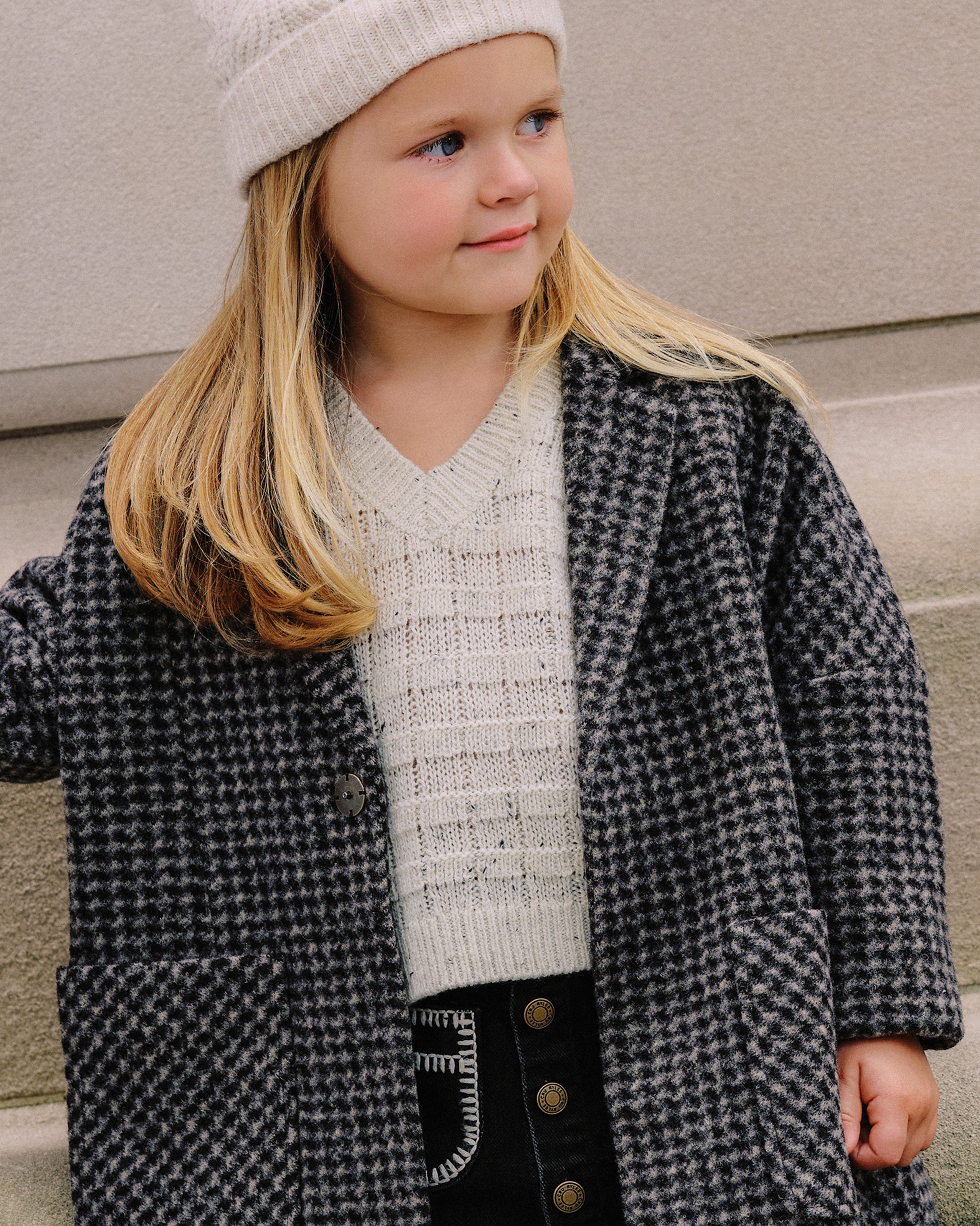 Longline Coat || Micro Check
