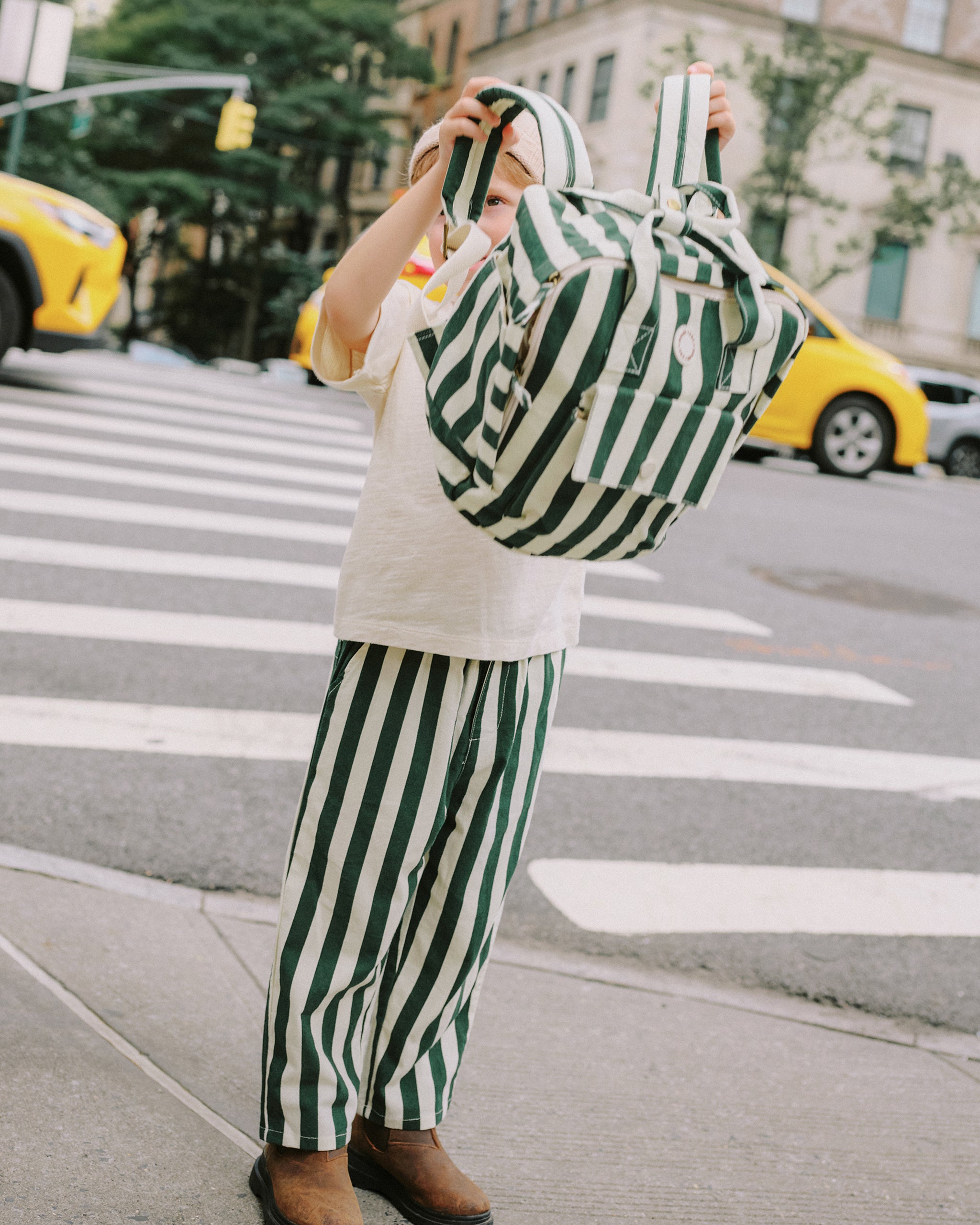 Mini Backpack || Green Stripe