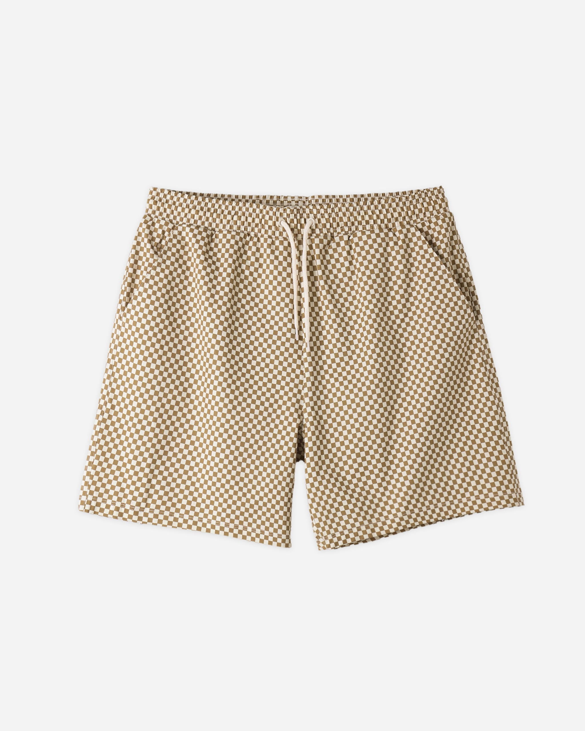 Basic Boardshort Ocre Check - Rylee + Cru | Kids Clothes | Trendy Baby Clothes | Modern Infant Outfits |