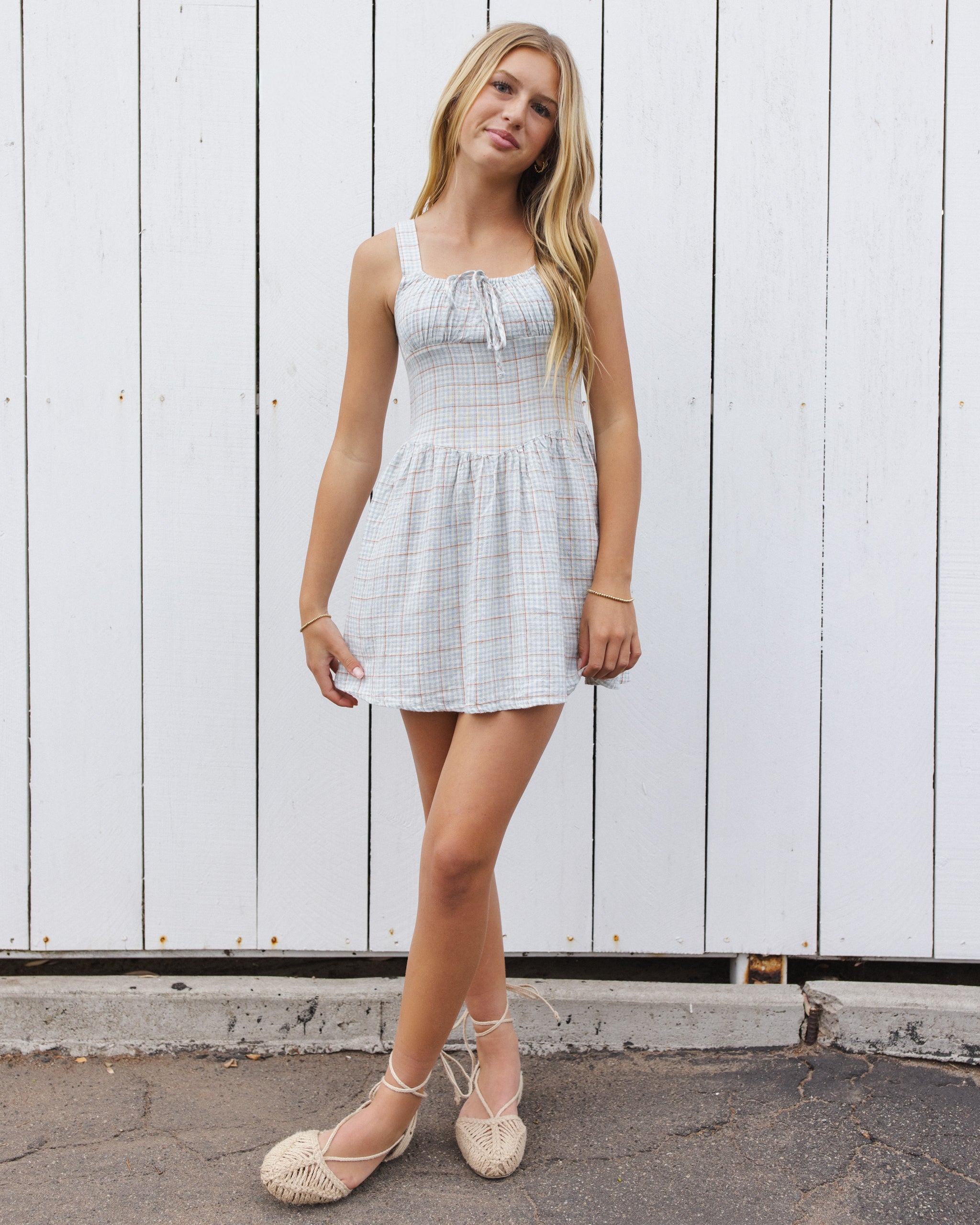 Teen Primrose Mini Dress Light Blue Plaid - Rylee + Cru | Kids Clothes | Trendy Baby Clothes | Modern Infant Outfits |