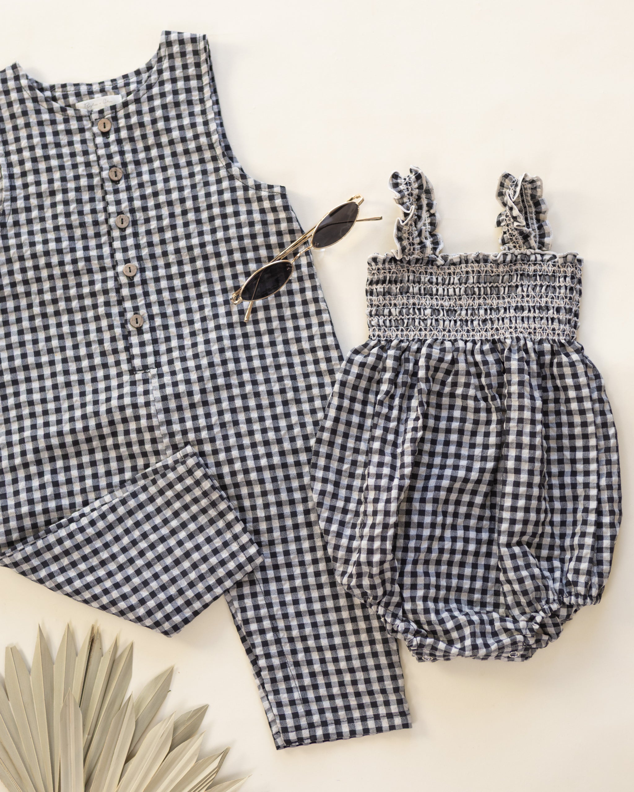 Julia Romper Black Check - Rylee + Cru | Kids Clothes | Trendy Baby Clothes | Modern Infant Outfits |