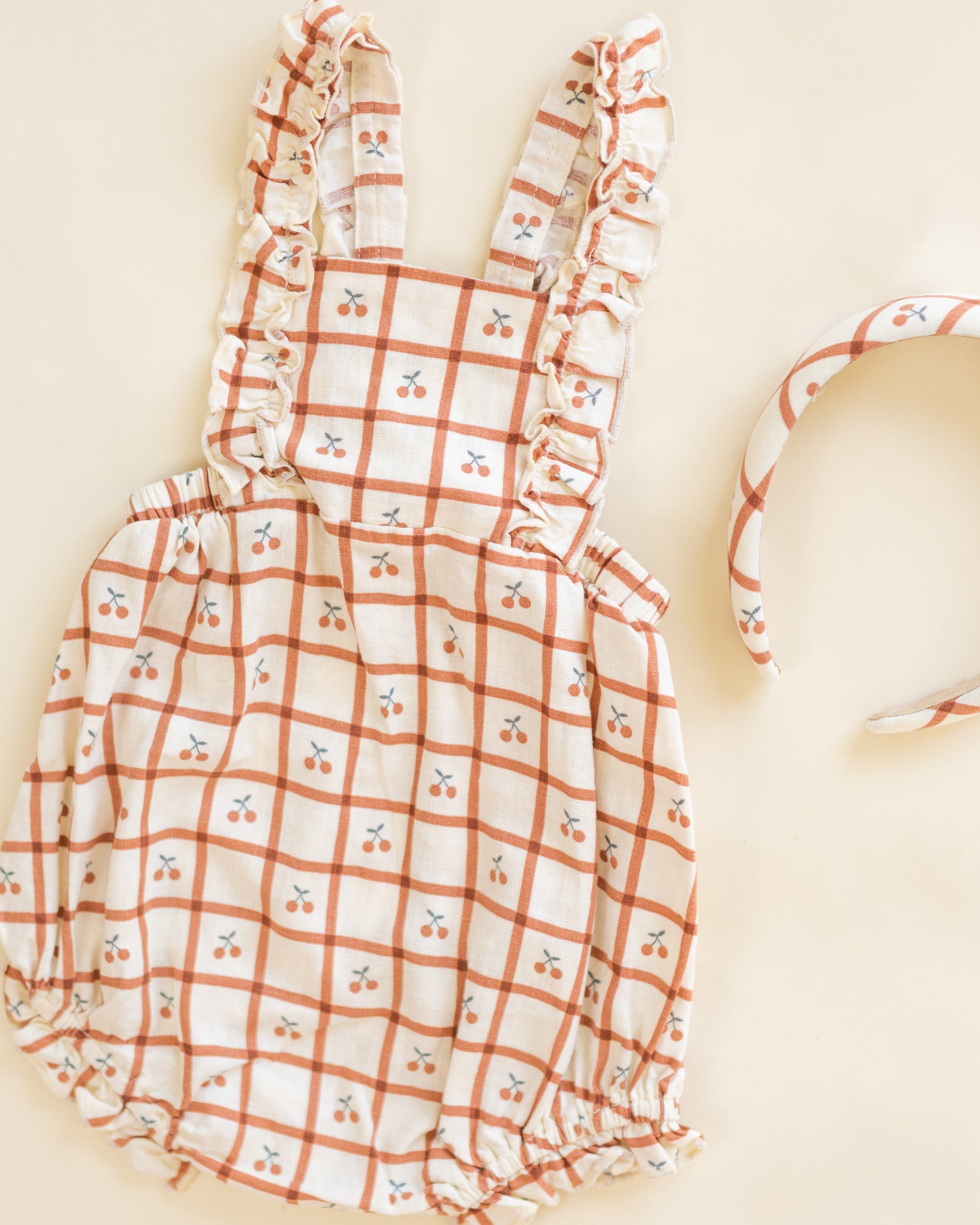 Chiara Romper Cherry Check - Rylee + Cru | Kids Clothes | Trendy Baby Clothes | Modern Infant Outfits |