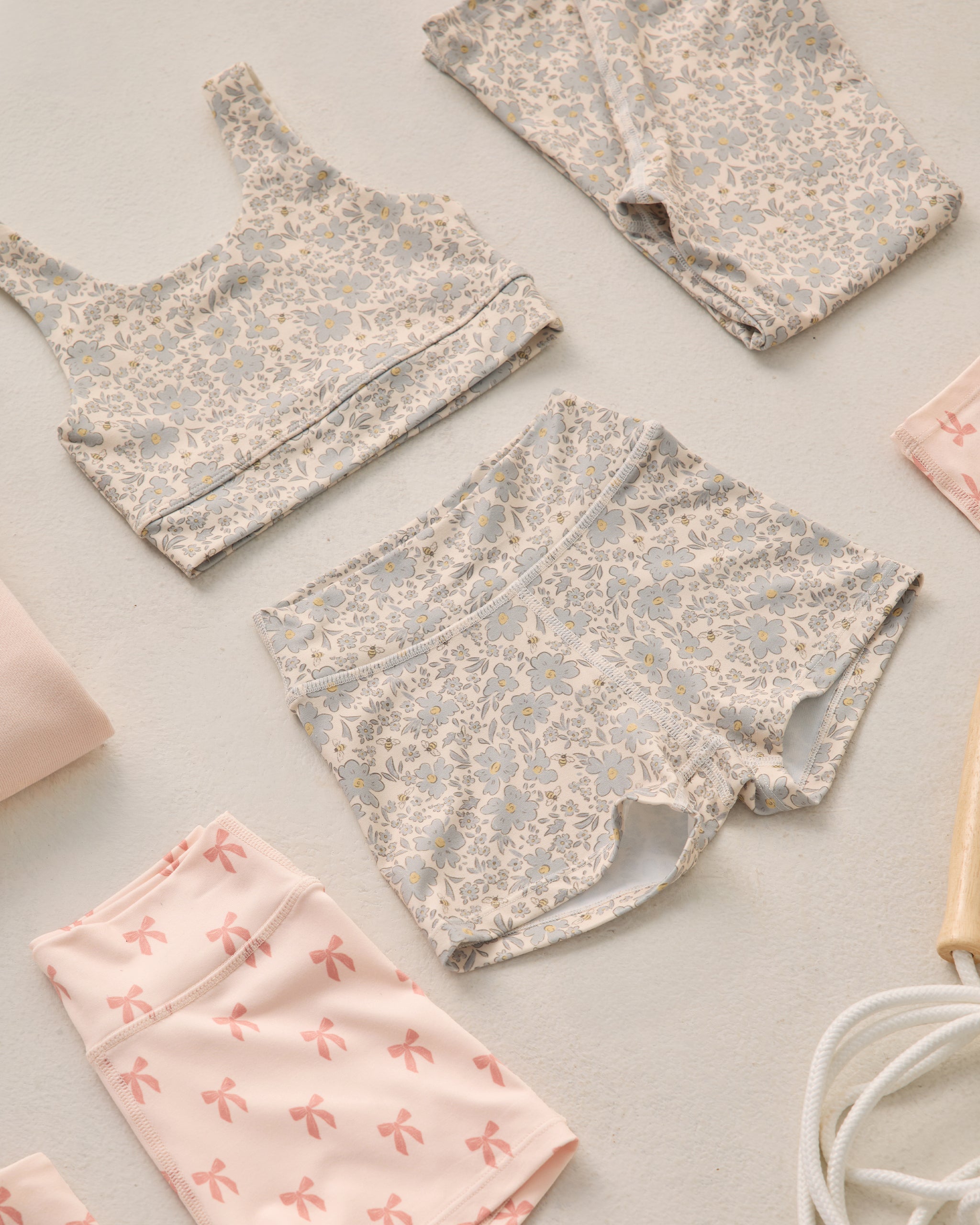 Shortie Short Blue Meadow - Rylee + Cru | Kids Clothes | Trendy Baby Clothes | Modern Infant Outfits |