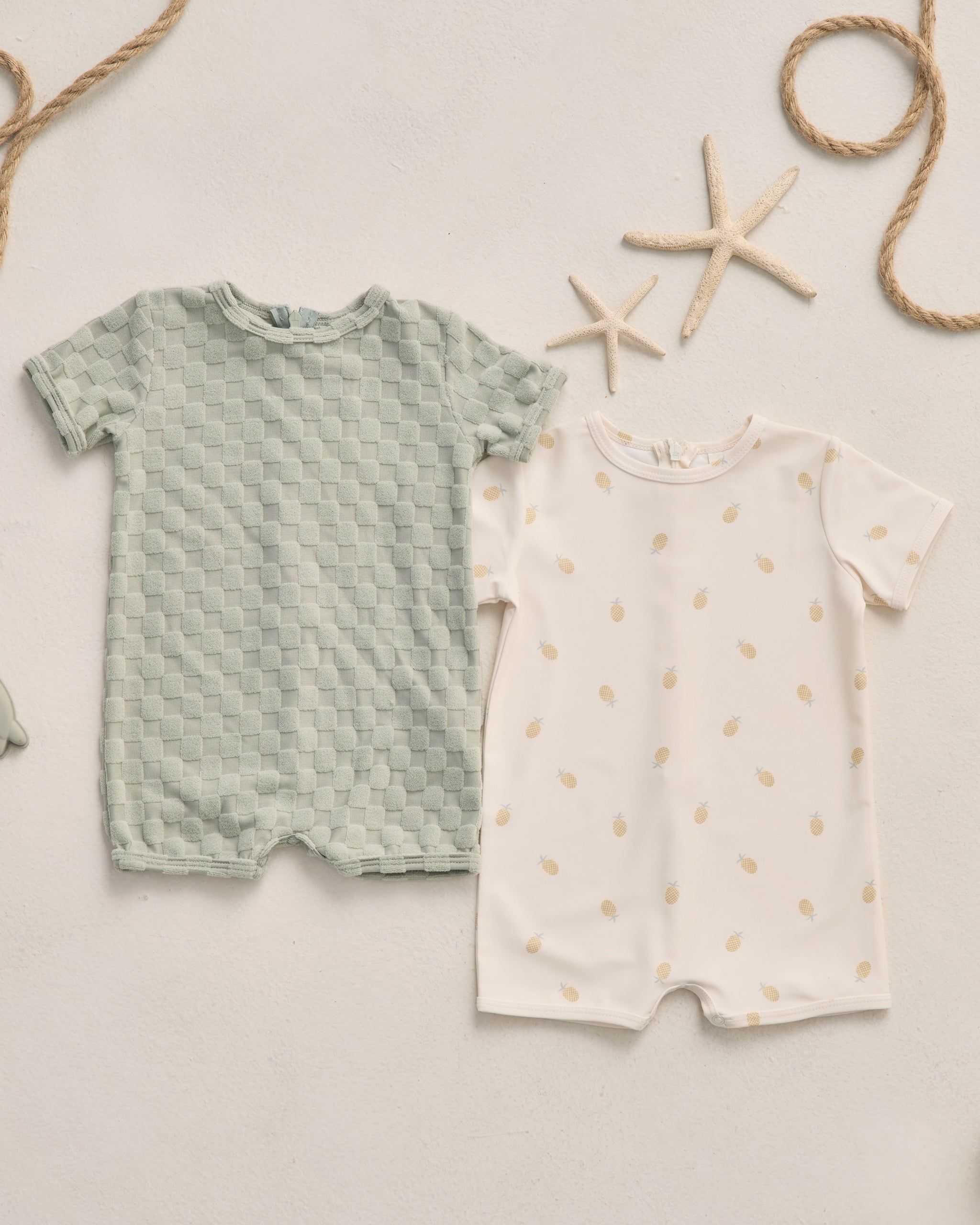 Shorty One-Piece Sage Check - Rylee + Cru | Kids Clothes | Trendy Baby Clothes | Modern Infant Outfits |