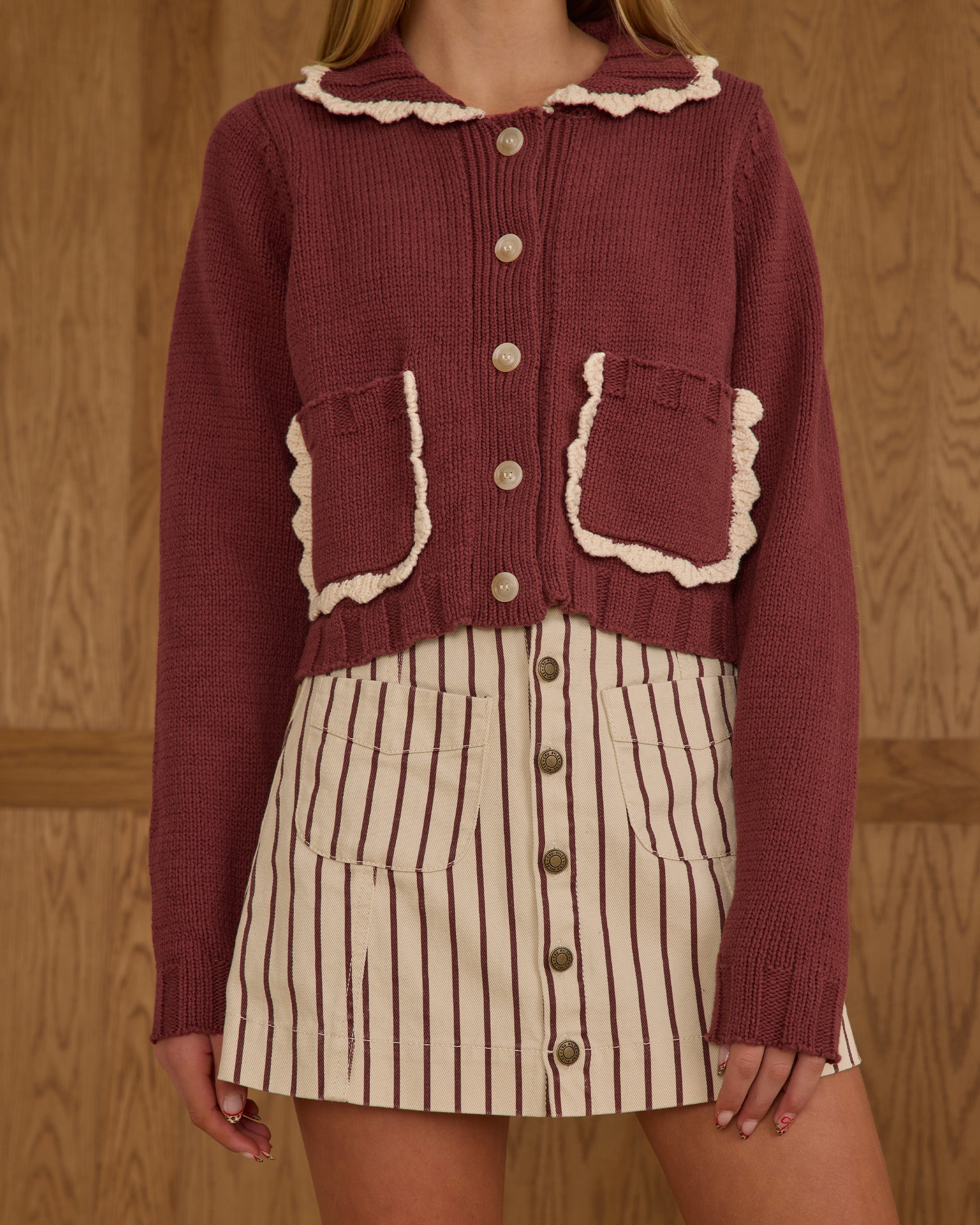 Cardigan à col || Bordeaux Ado