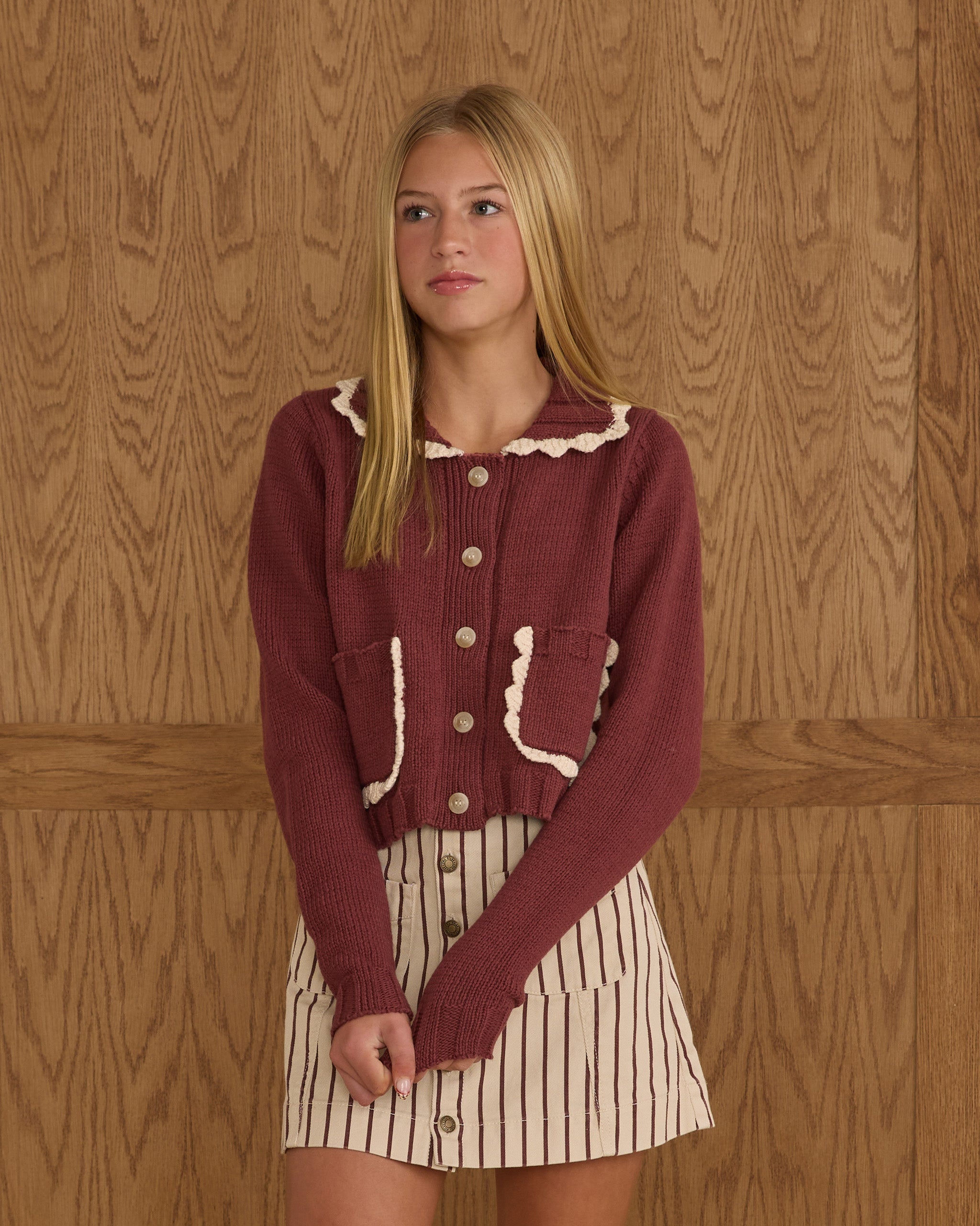 Cardigan à col || Bordeaux Ado