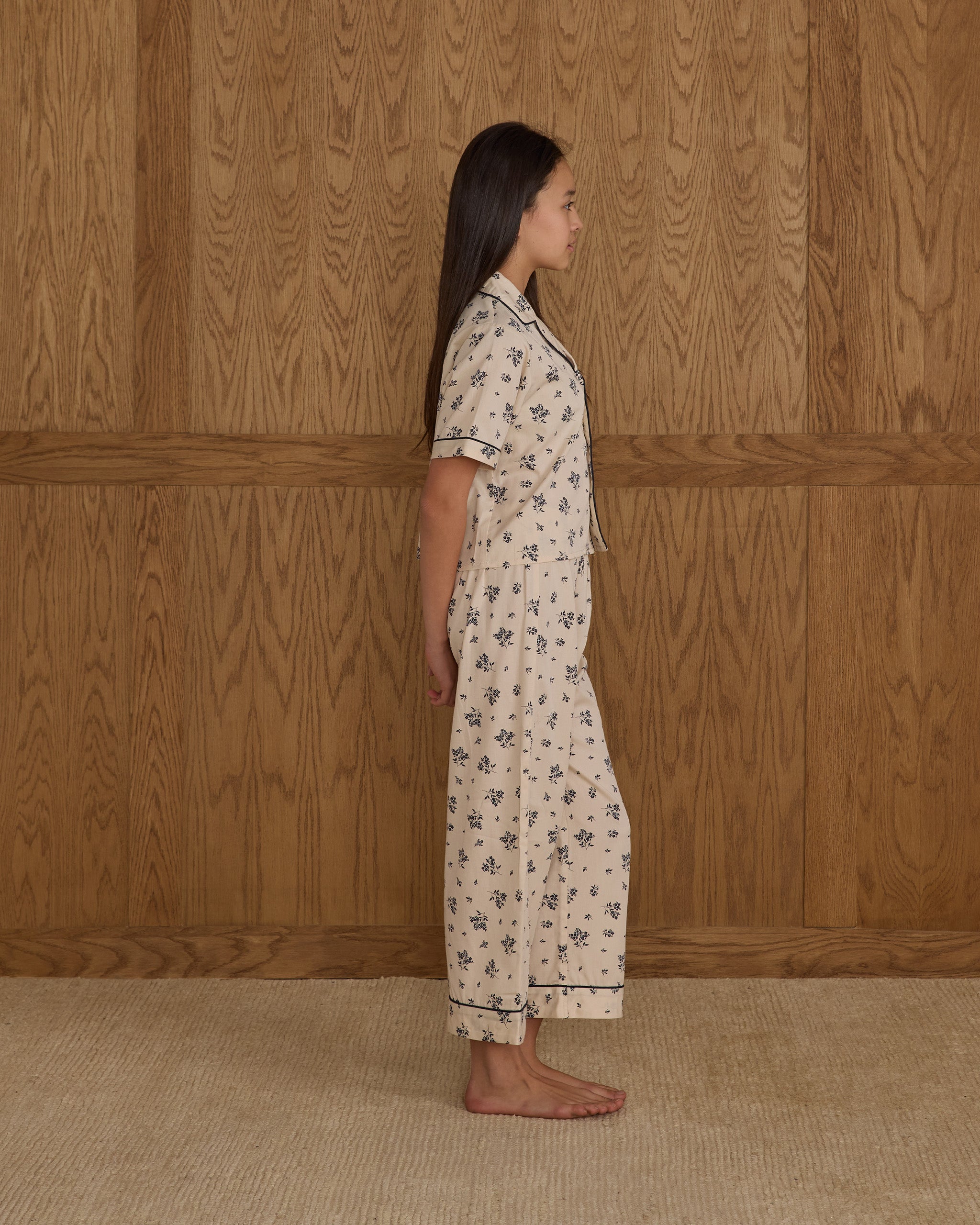Ensemble pyjama tissé || Ado à fleurs bleues