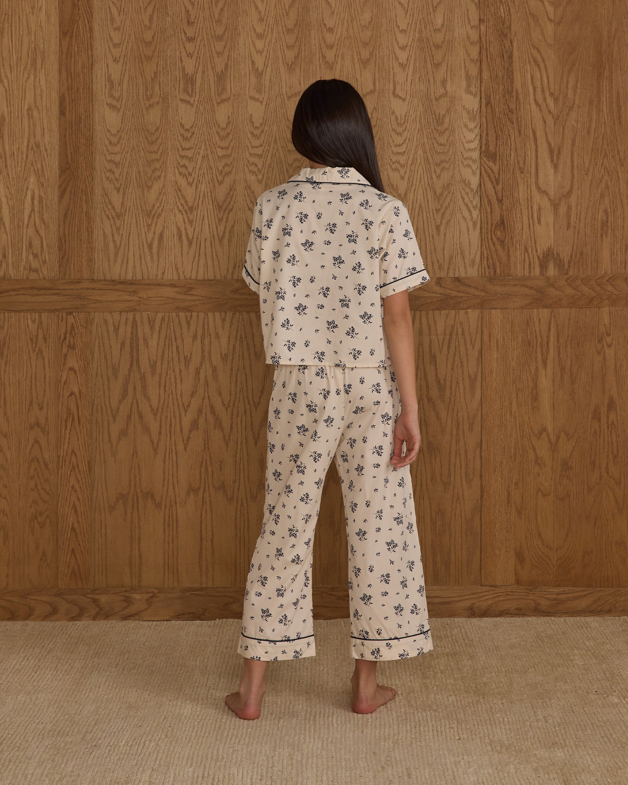 Ensemble pyjama tissé || Ado à fleurs bleues