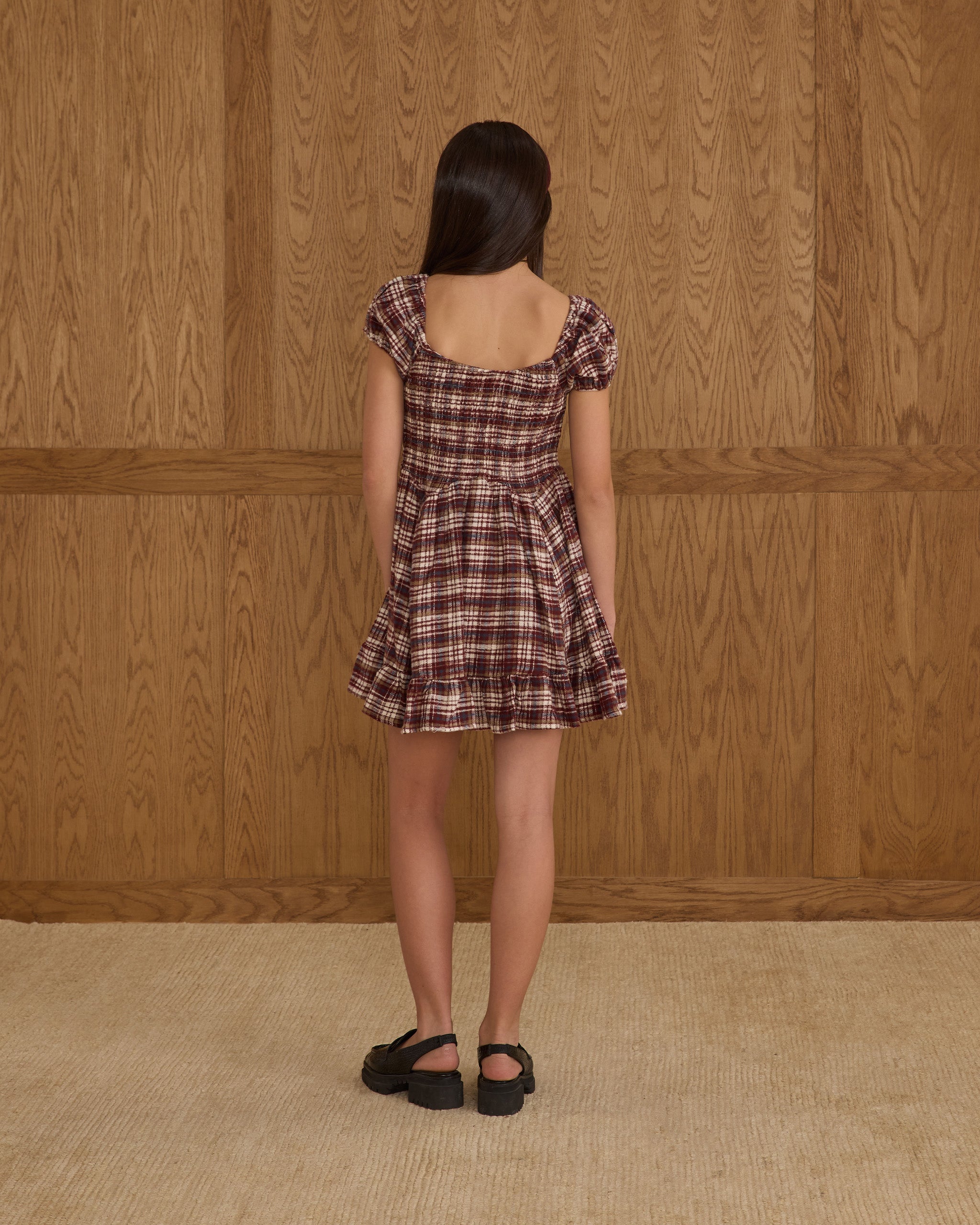 Stella Dress || Burgundy Plaid Teen