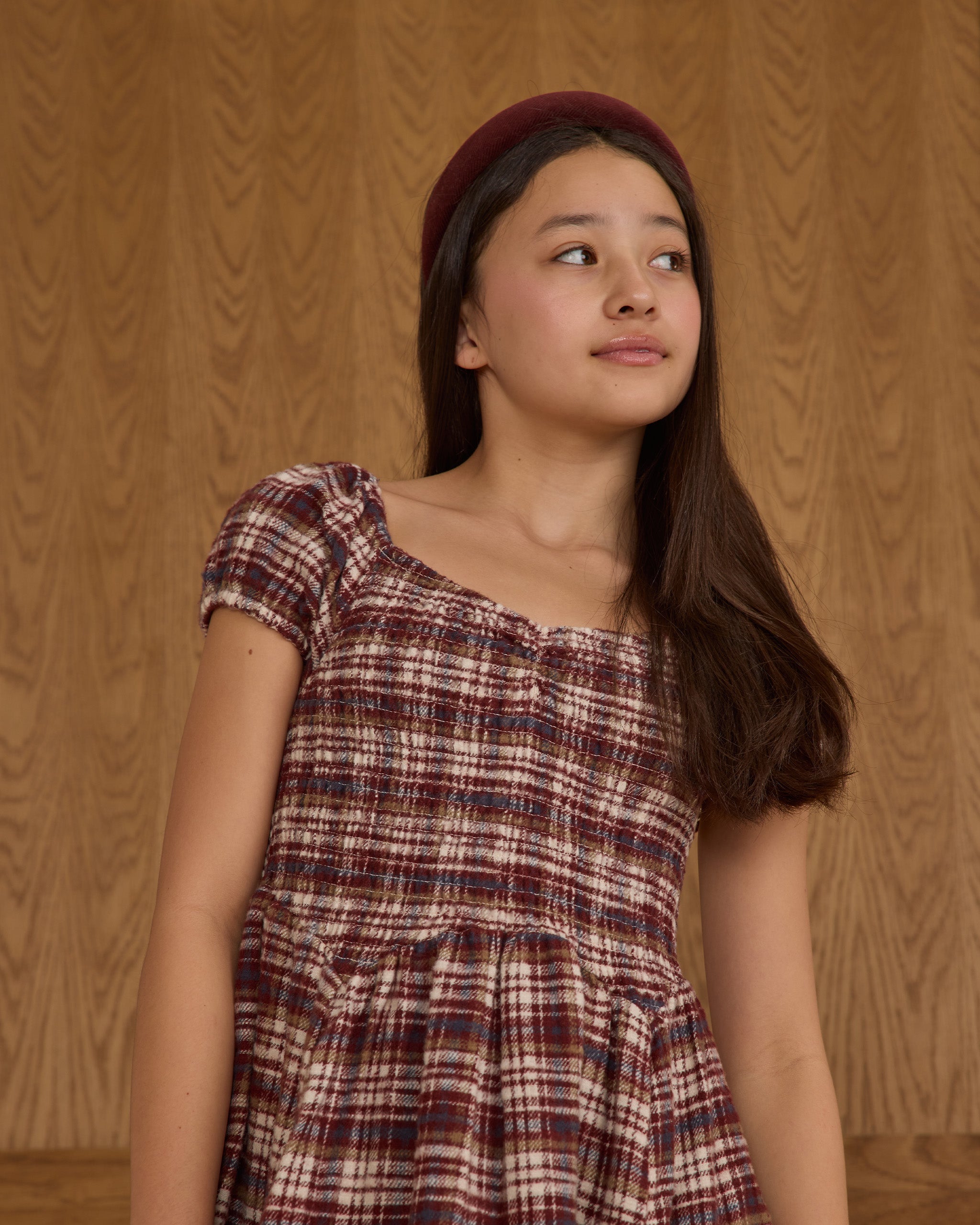 Stella Dress || Burgundy Plaid Teen