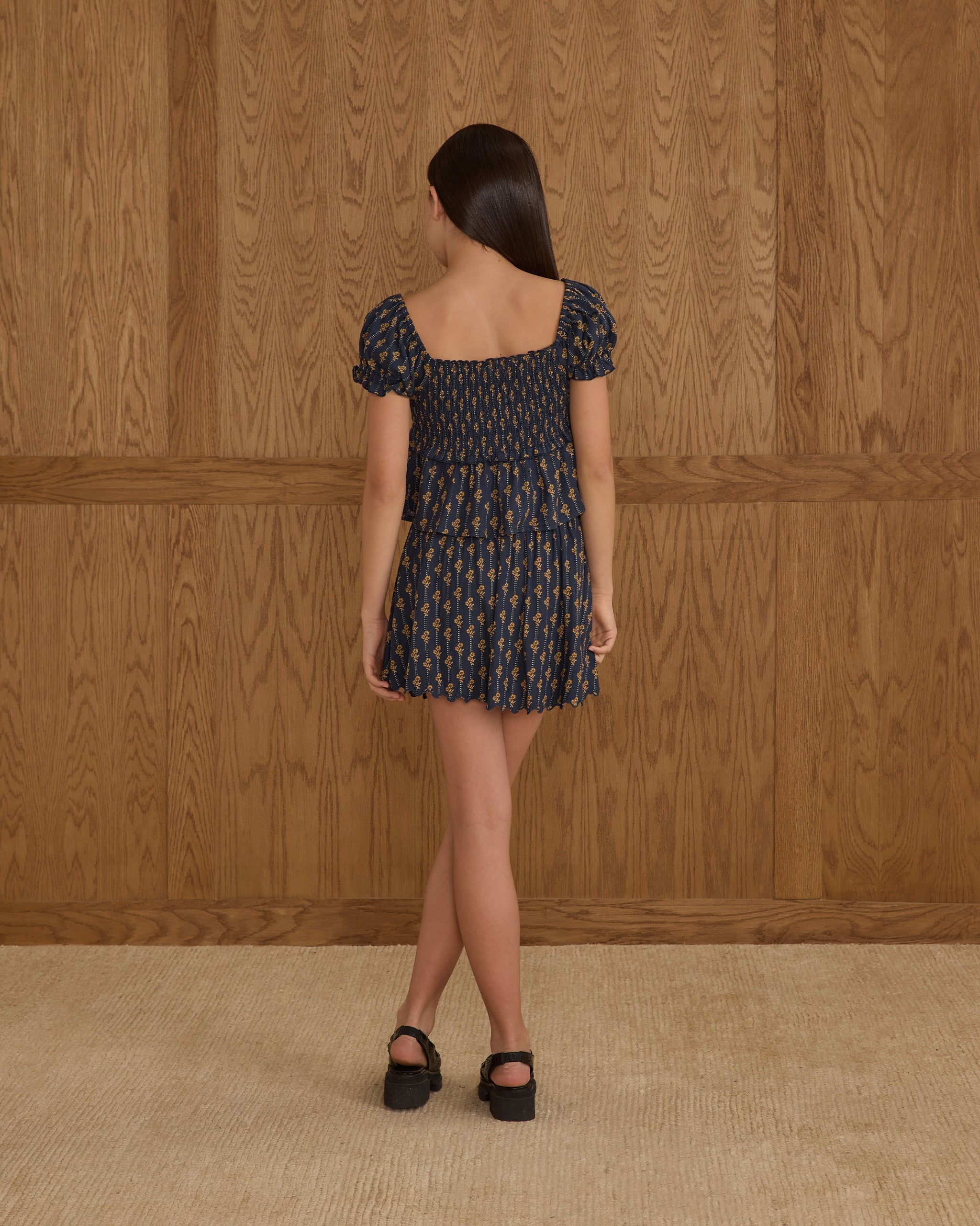 Mini-jupe froncée en V | Vintage Bloom Teen*