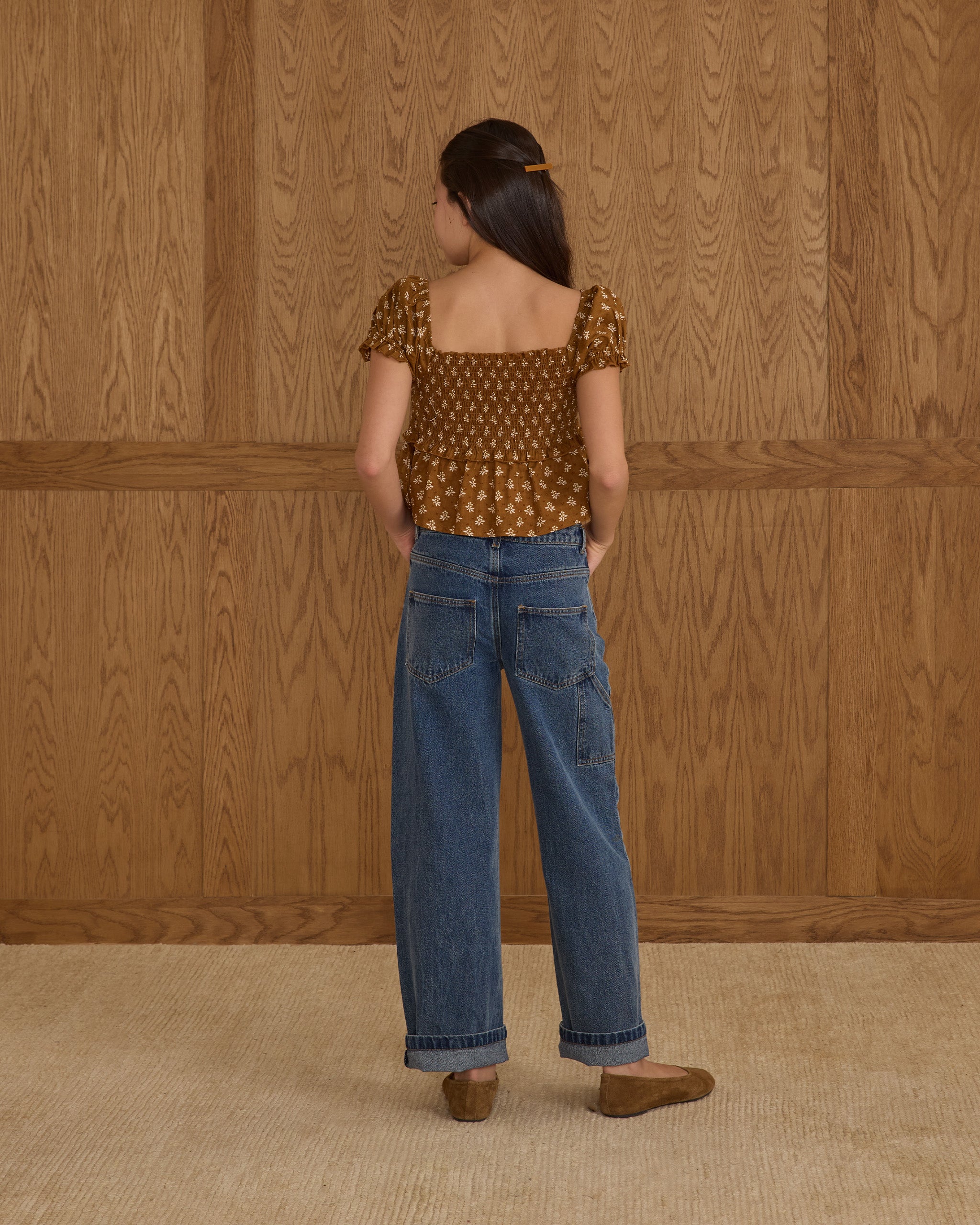 Pantalon ample à jambes larges || Denim indigo pour adolescentes