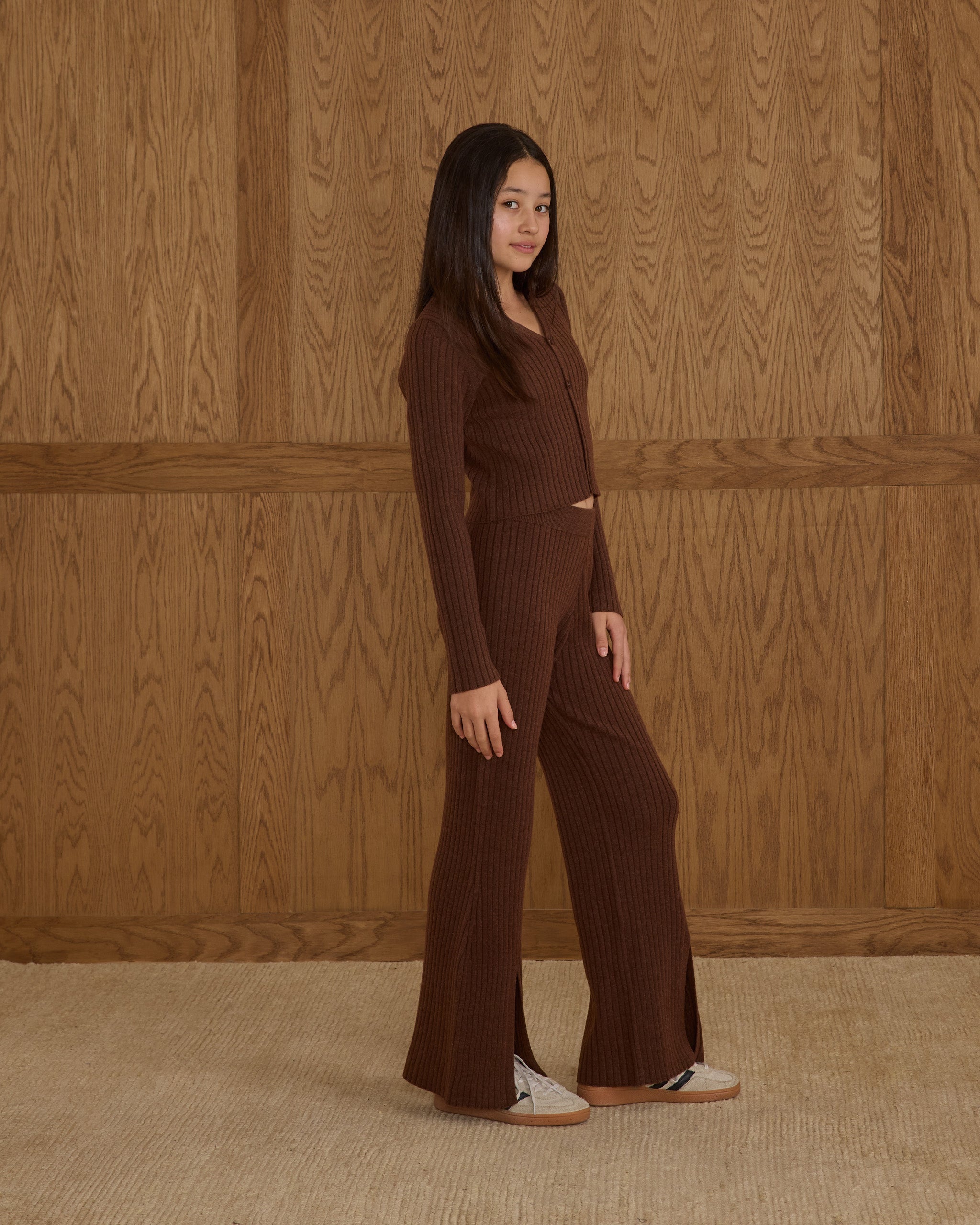 Long Sleeve Knit Button Top || Brown - Rylee + Cru | Kids Clothes | Trendy Baby Clothes | Modern Infant Outfits |