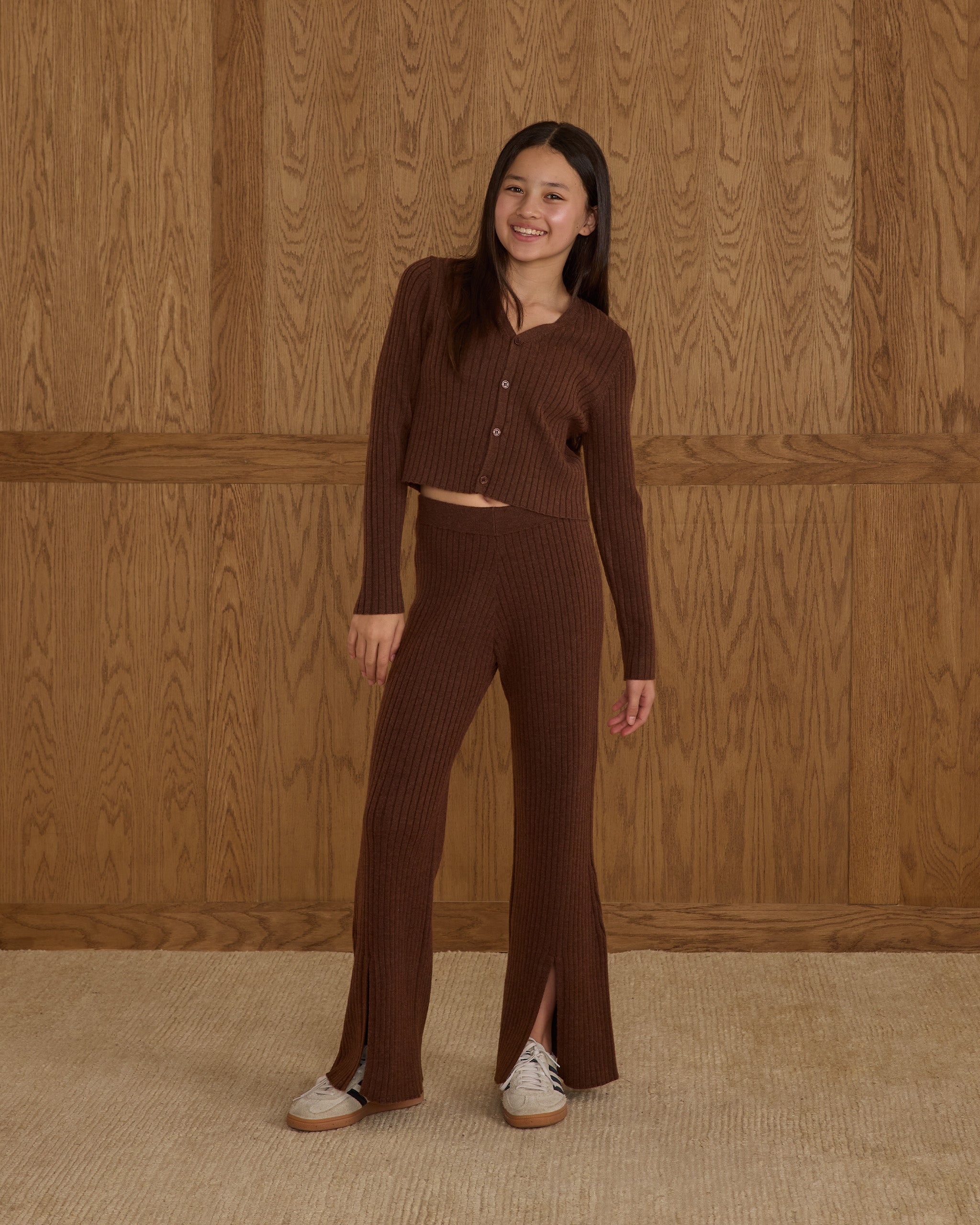 Long Sleeve Knit Button Top || Brown - Rylee + Cru | Kids Clothes | Trendy Baby Clothes | Modern Infant Outfits |