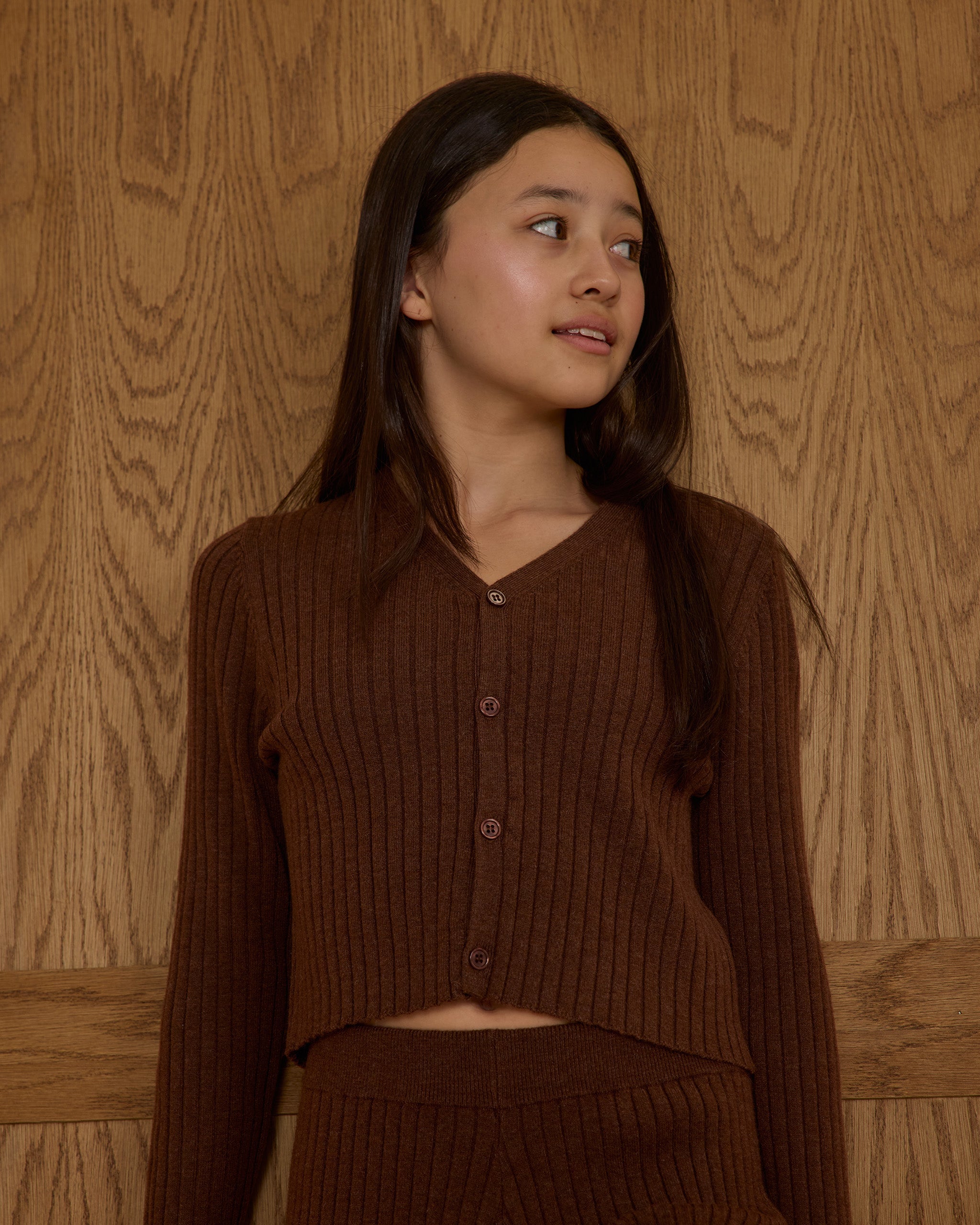 Long Sleeve Knit Button Top || Brown - Rylee + Cru | Kids Clothes | Trendy Baby Clothes | Modern Infant Outfits |