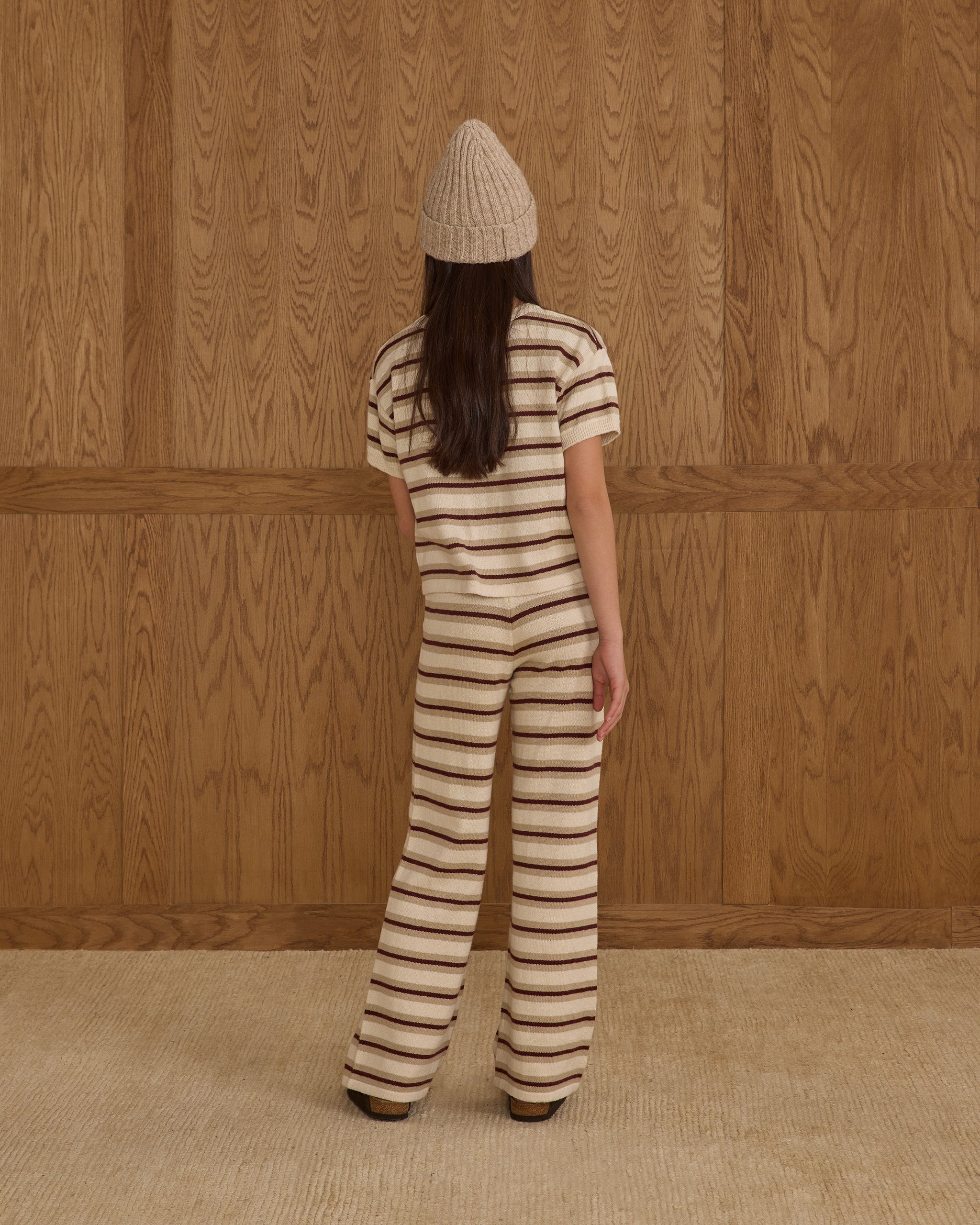 Knit Wide Leg | Burgundy Stripe Teen