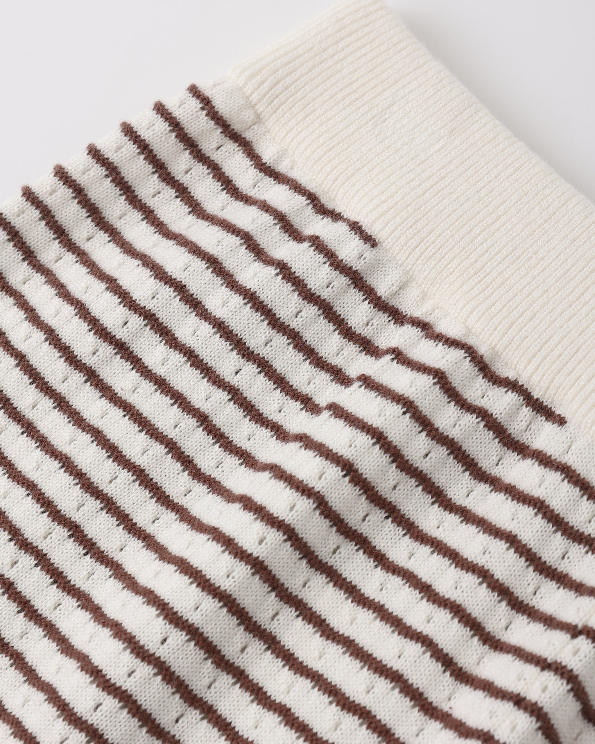 Pantalon large en maille pour adolescente, rayures chocolat