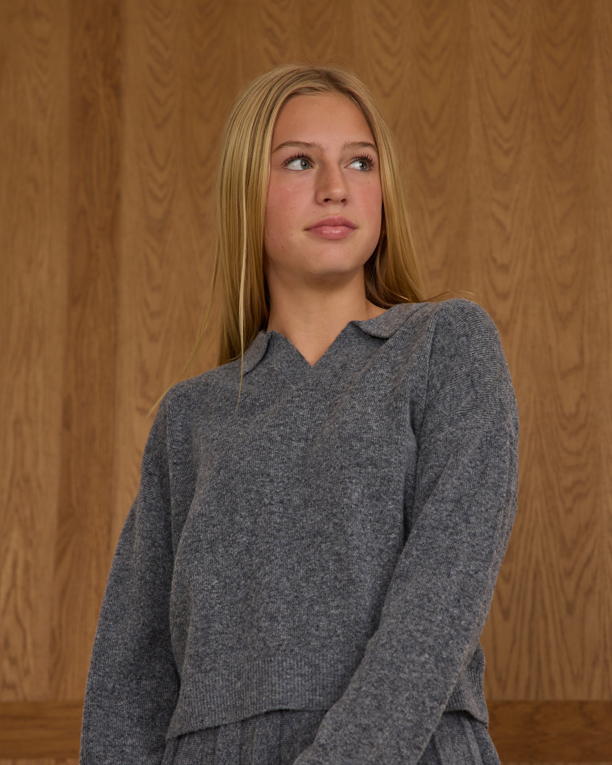 Collared Sweater || Heathered Grey - Rylee + Cru | Kids Clothes | Trendy Baby Clothes | Modern Infant Outfits |