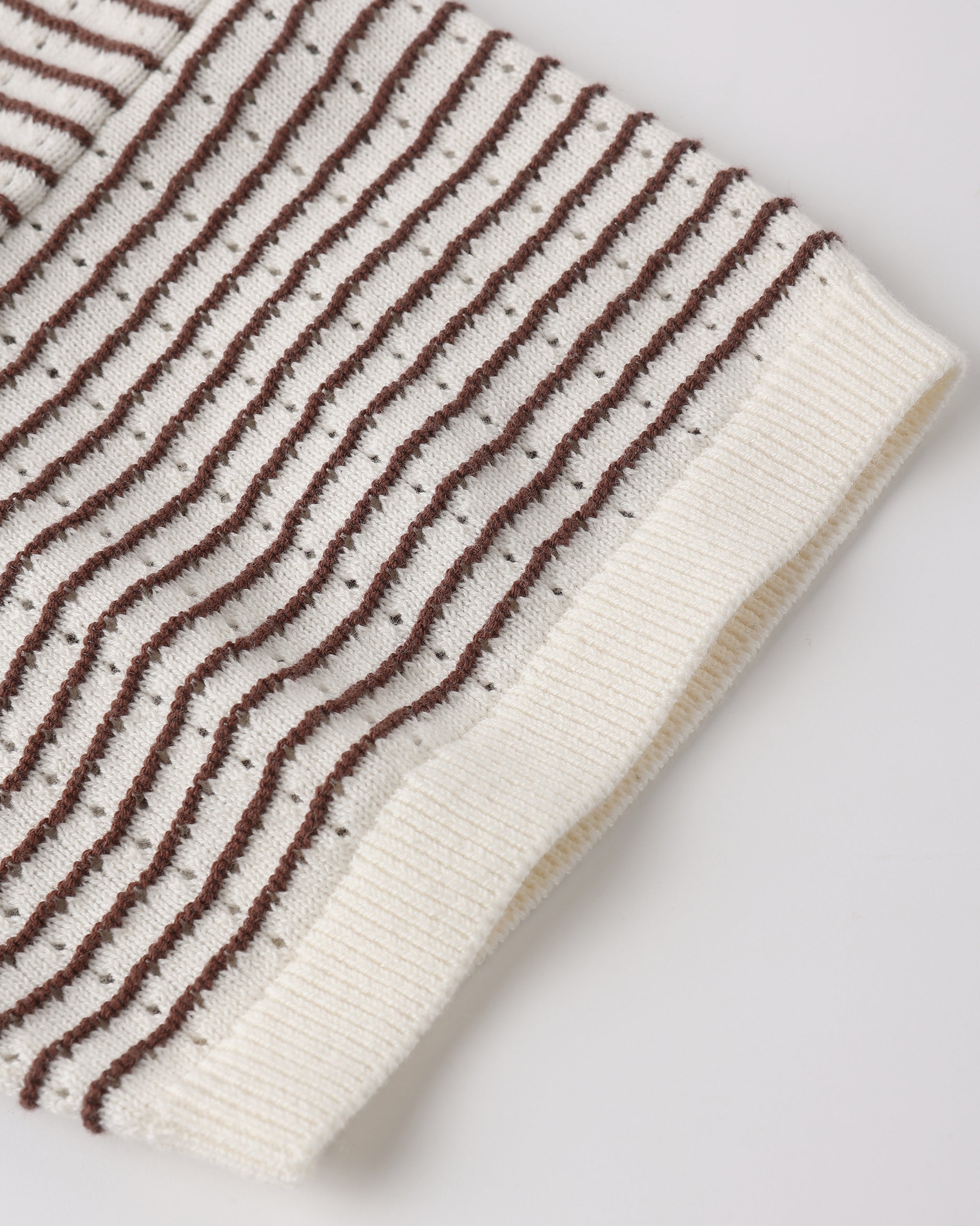 T-shirt court en maille pour ado, coupe carrée, rayures chocolat