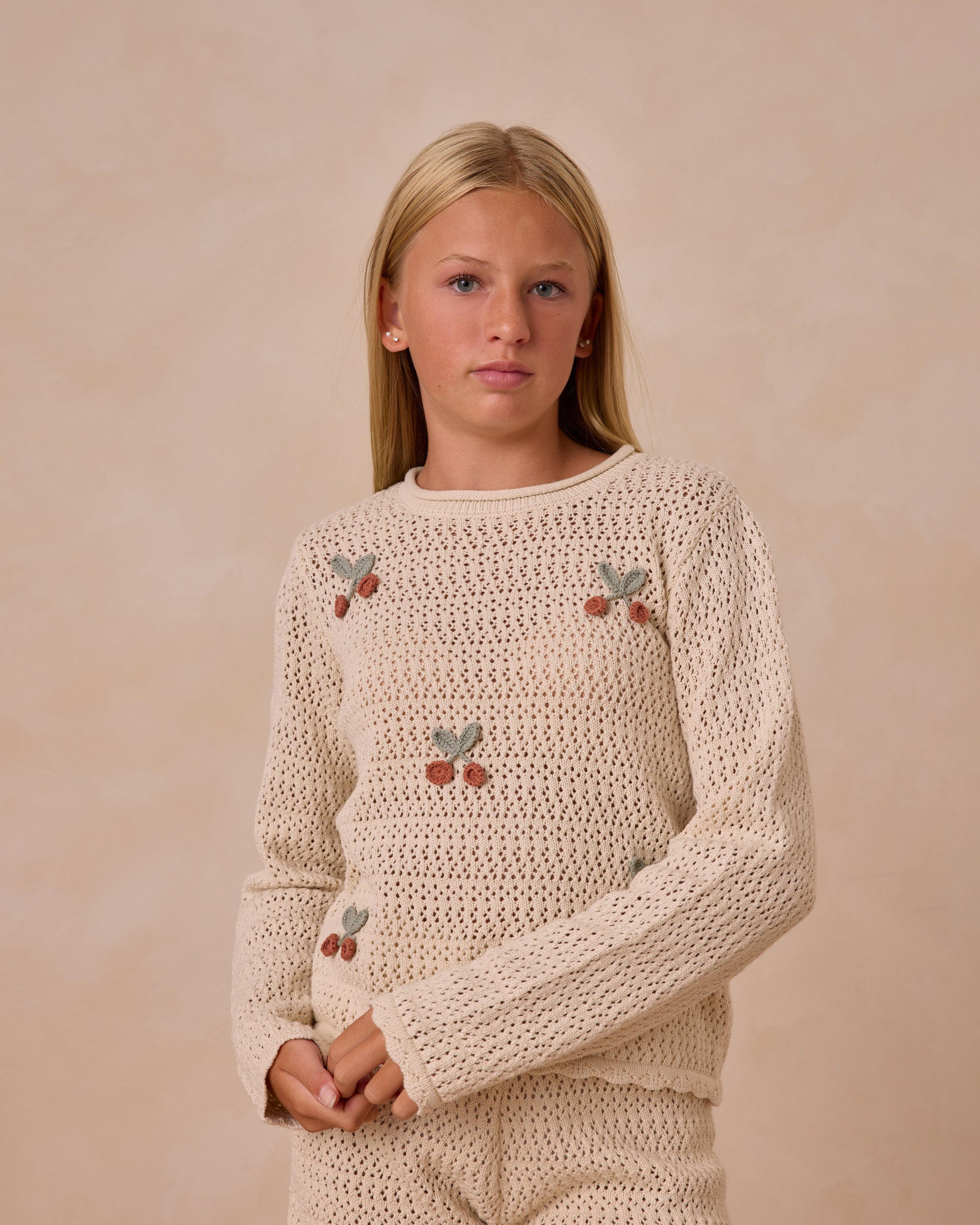 Crochet Knit Pullover || Cherries**