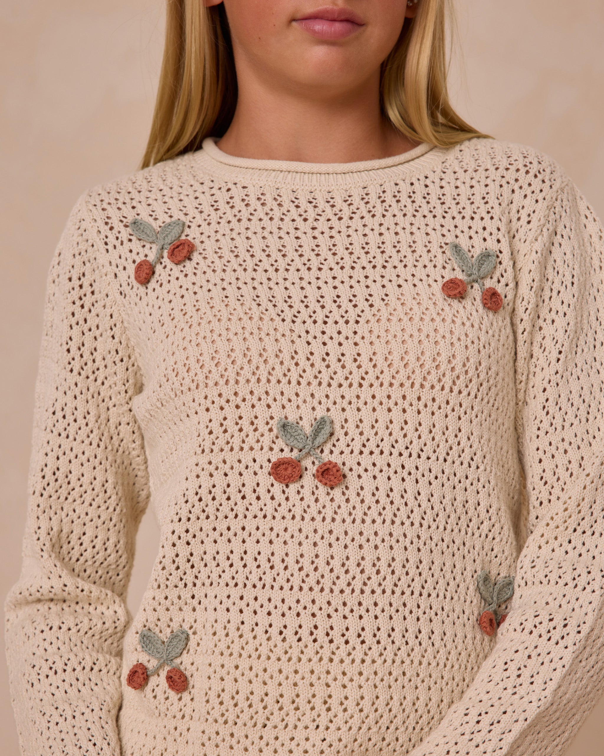 Crochet Knit Pullover || Cherries**