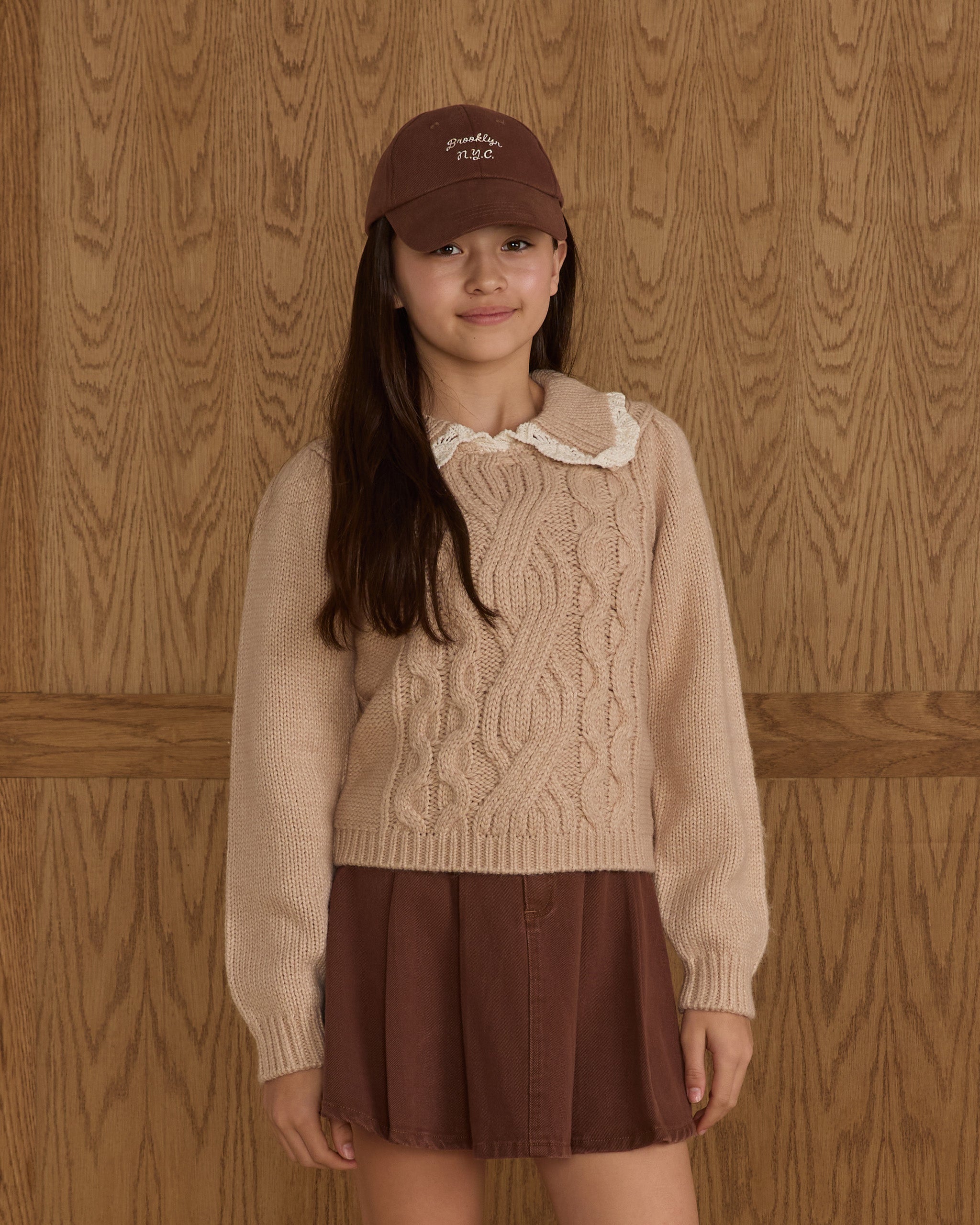 Pleated Denim Skirt || Washed Brown - Rylee + Cru | Kids Clothes | Trendy Baby Clothes | Modern Infant Outfits |