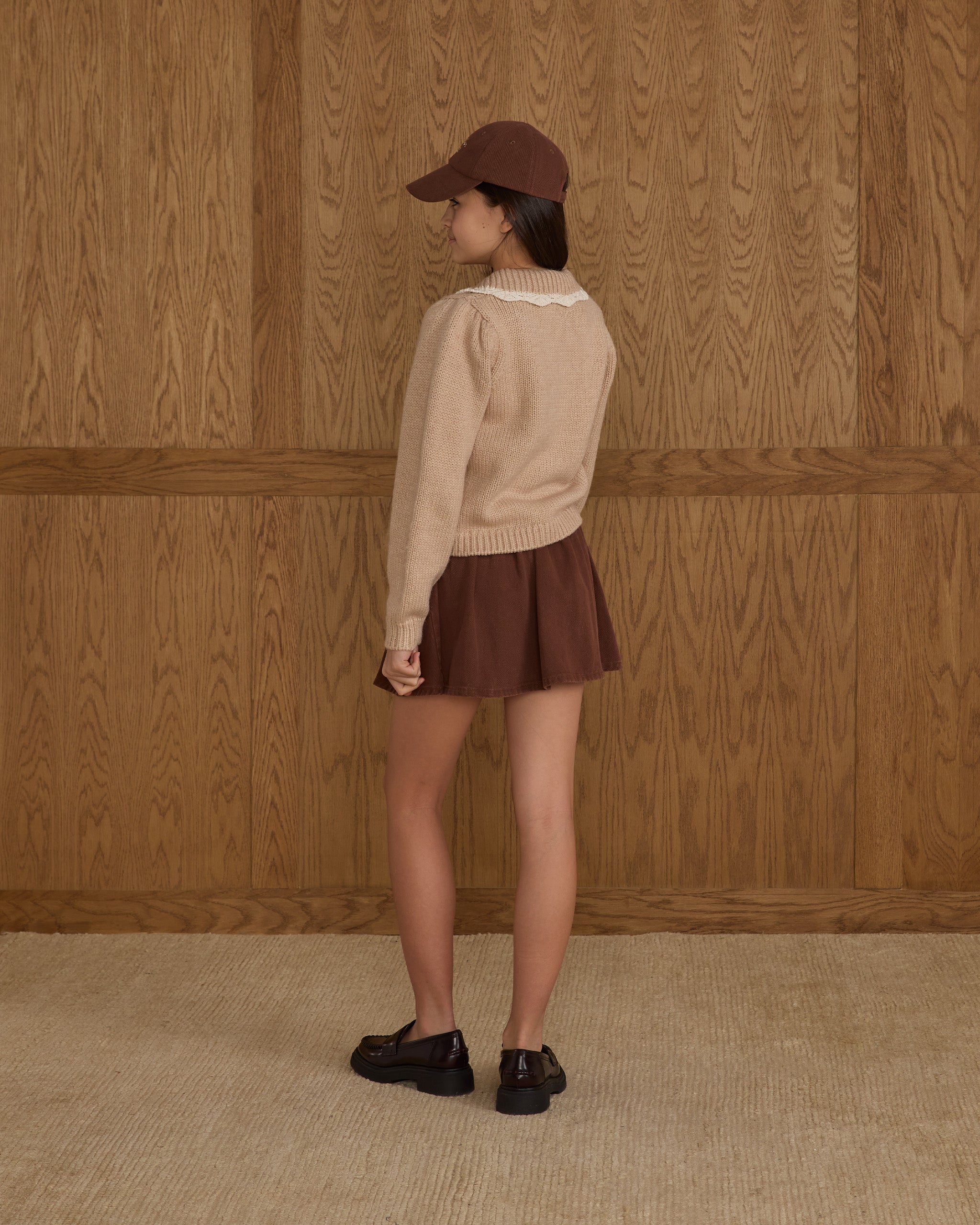 Pleated Denim Skirt || Washed Brown - Rylee + Cru | Kids Clothes | Trendy Baby Clothes | Modern Infant Outfits |