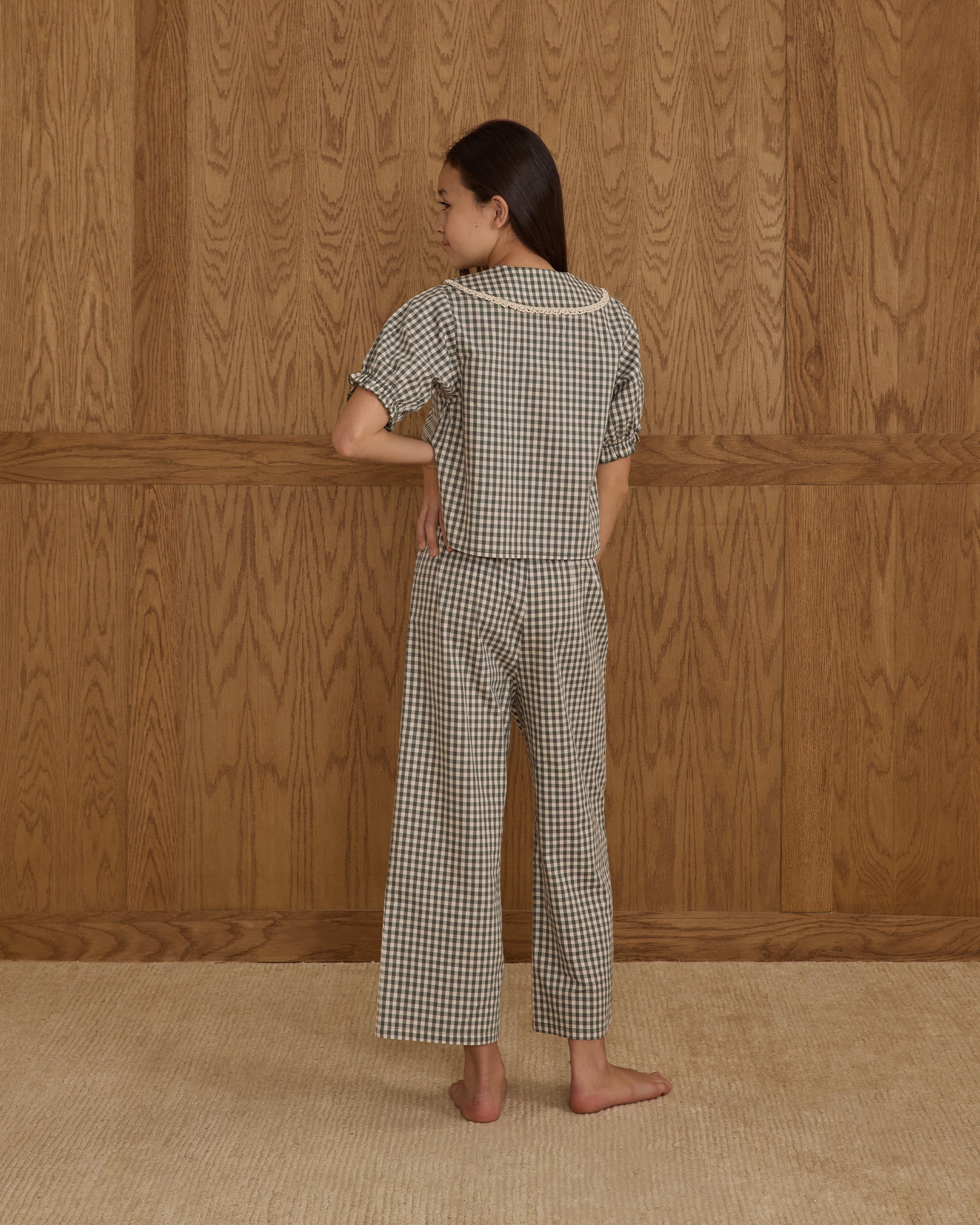 Ruffle Pajamas || Evergreen Gingham - Teen