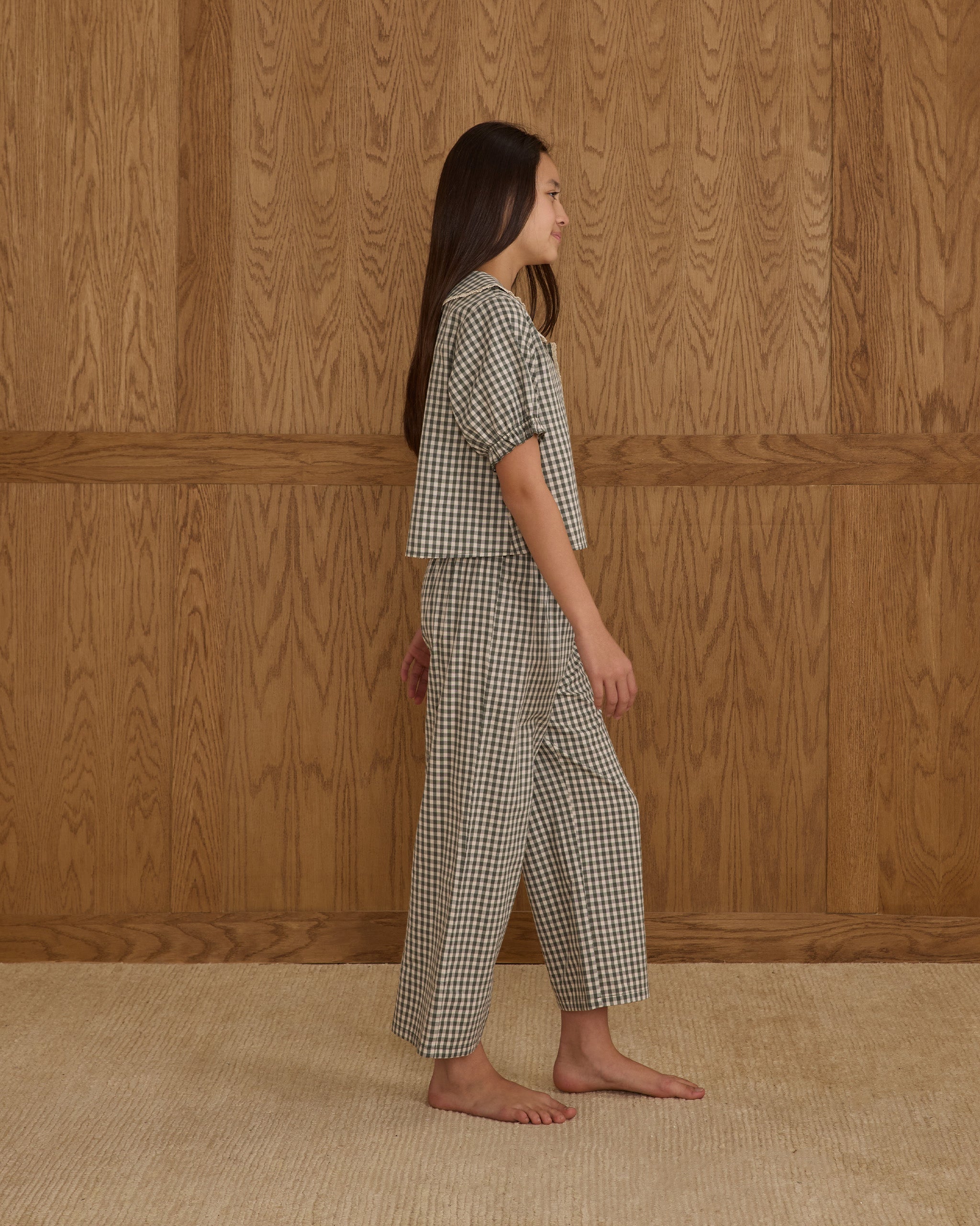 Ruffle Pajamas || Evergreen Gingham - Teen