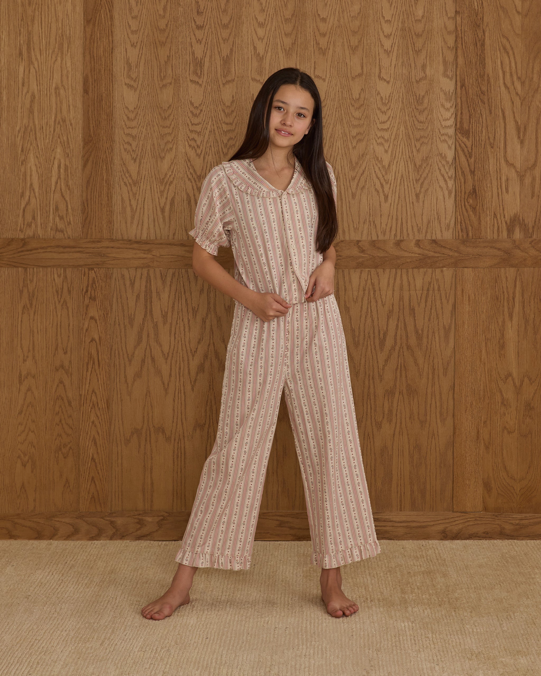 Ruffle Pajamas || Candy Cane Stripe - Teen