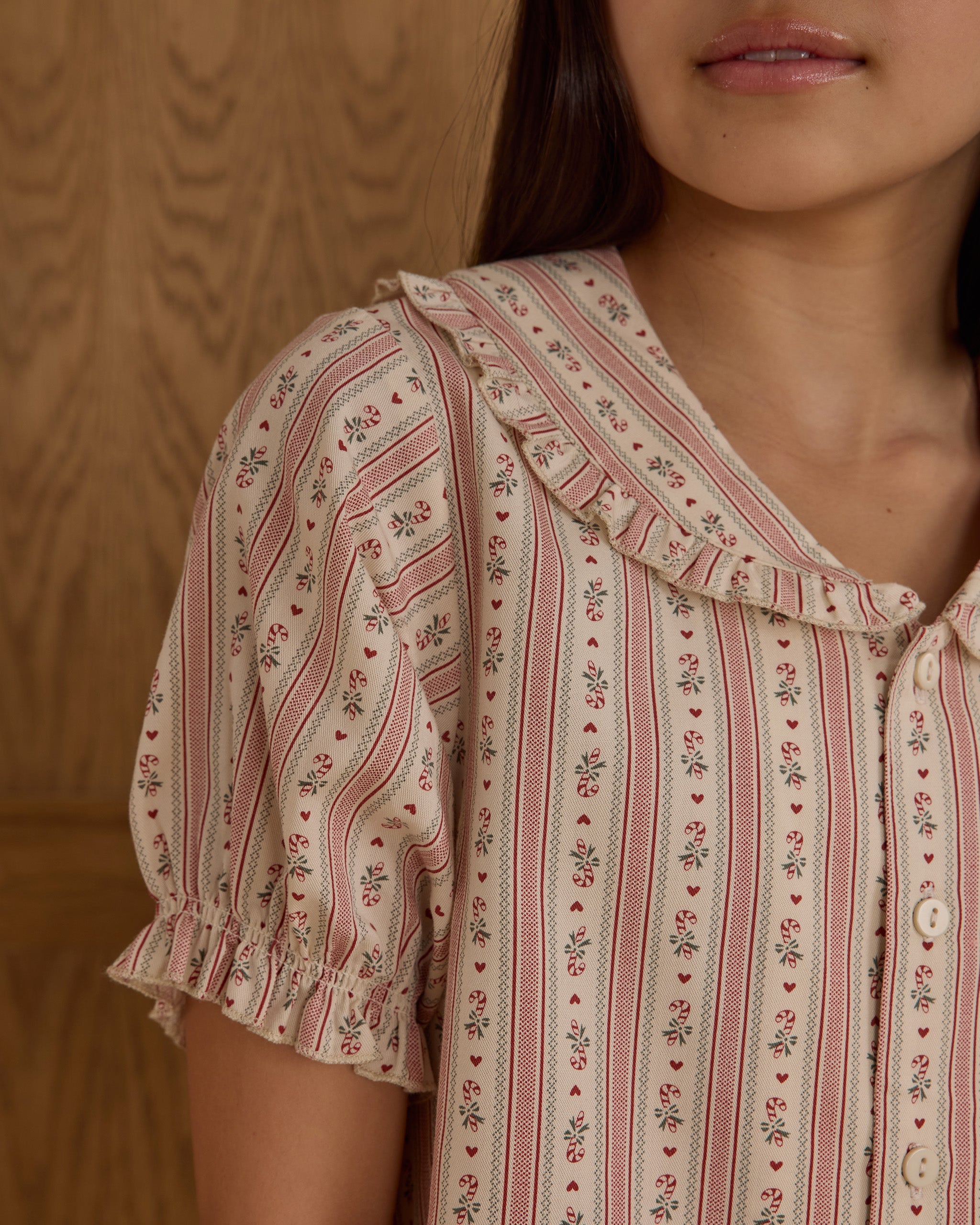 Ruffle Pajamas || Candy Cane Stripe - Teen