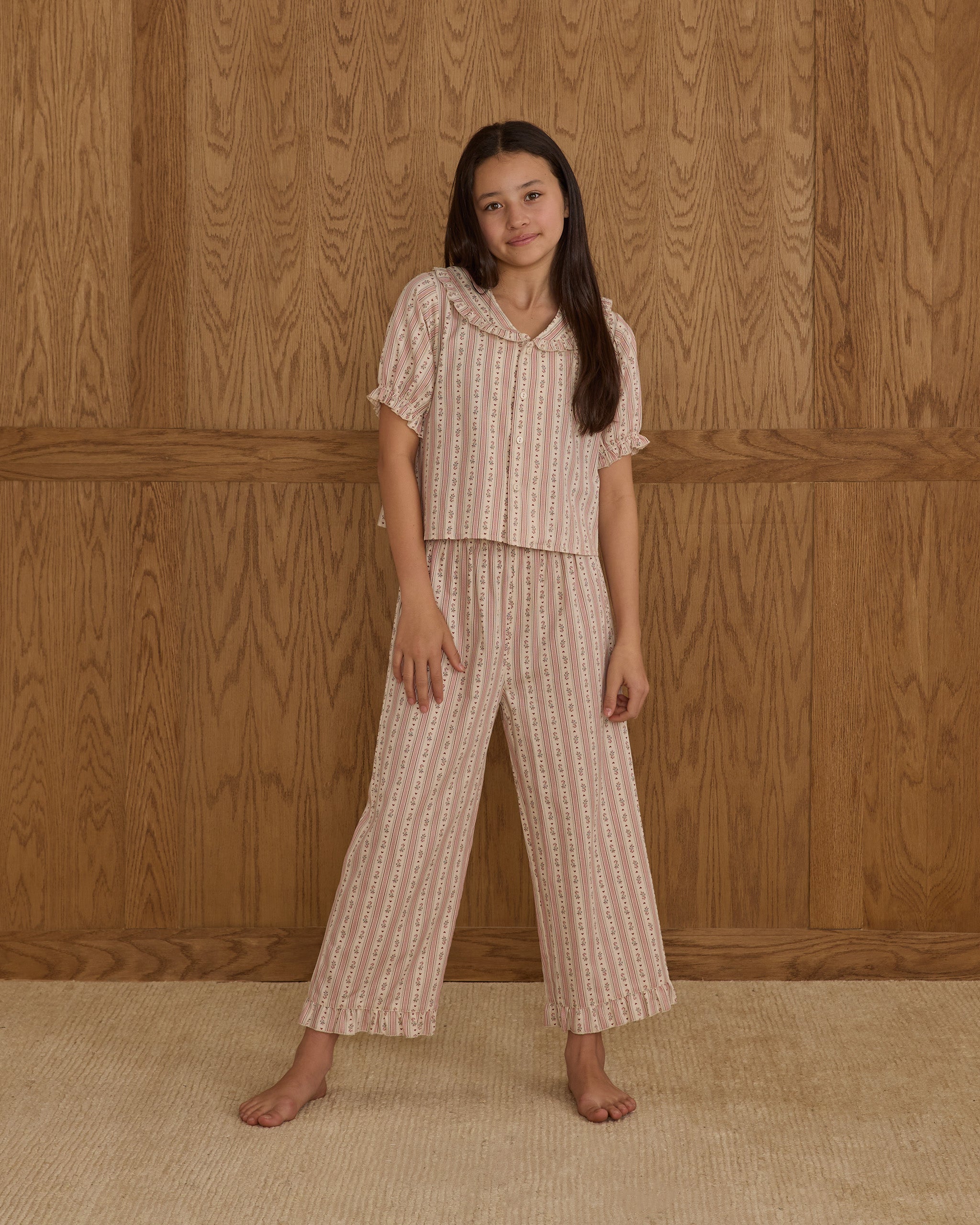 Ruffle Pajamas || Candy Cane Stripe - Teen
