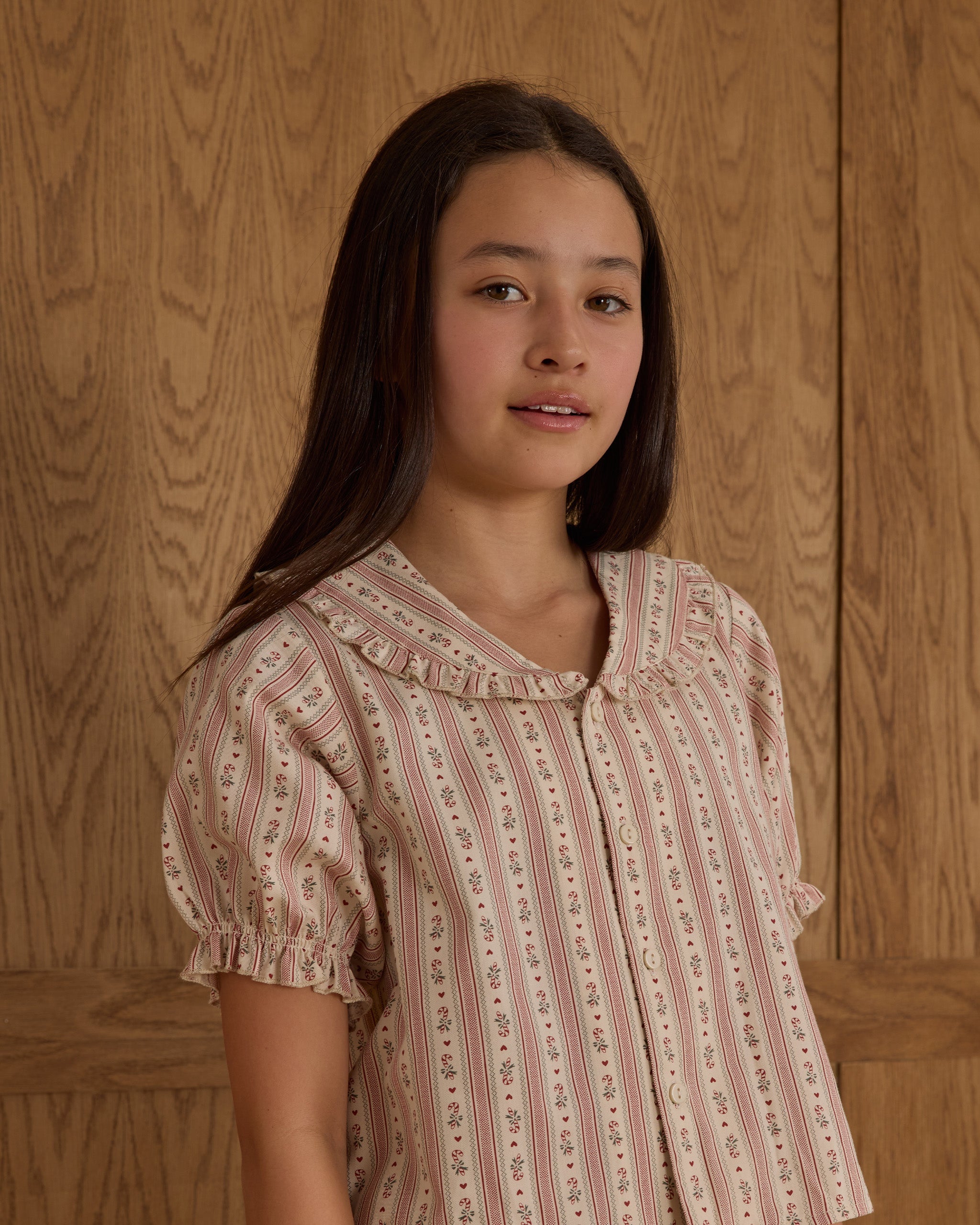 Ruffle Pajamas || Candy Cane Stripe - Teen