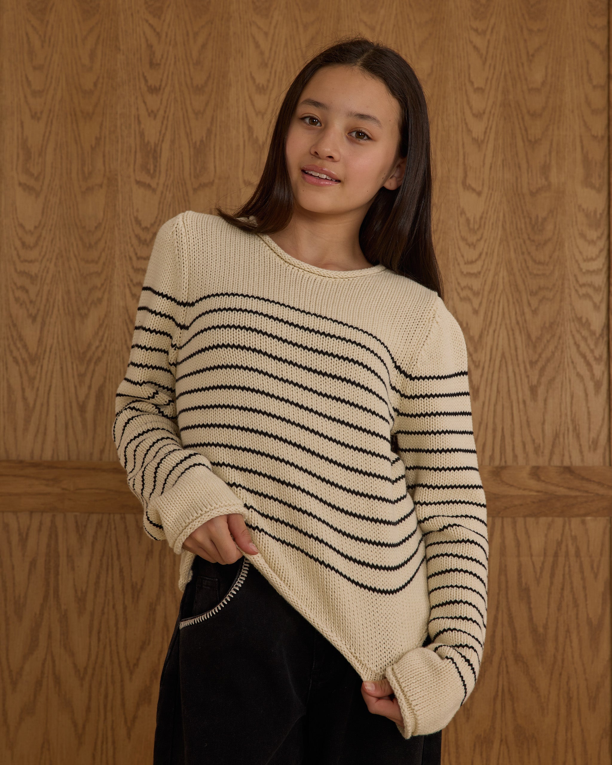 Jacques Sweater || Black Stripe - Rylee + Cru | Kids Clothes | Trendy Baby Clothes | Modern Infant Outfits |