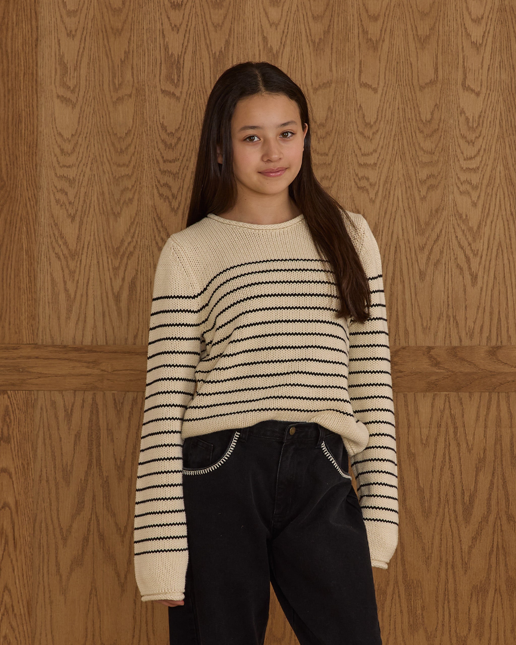Jacques Sweater || Black Stripe - Rylee + Cru | Kids Clothes | Trendy Baby Clothes | Modern Infant Outfits |