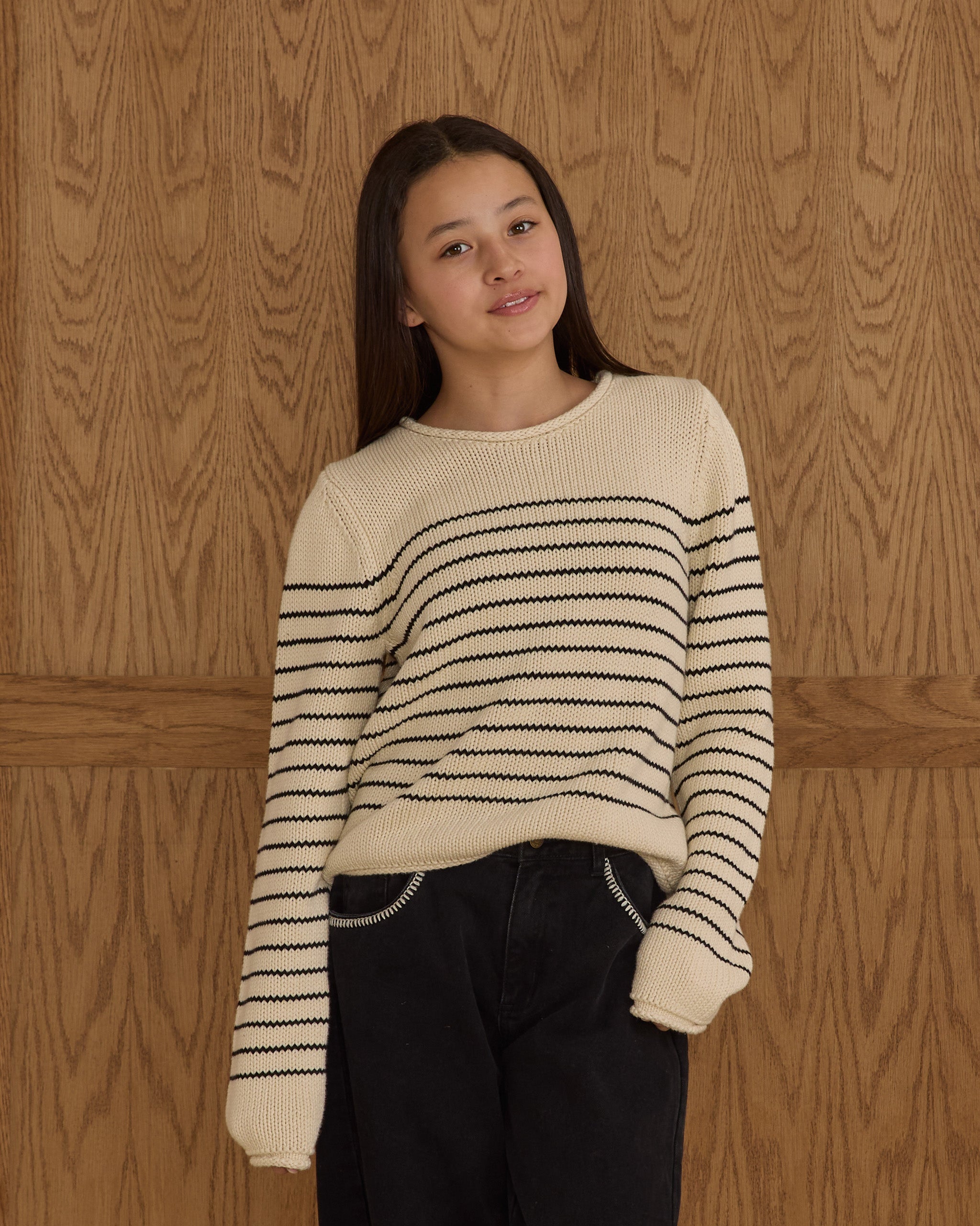 Jacques Sweater || Black Stripe - Rylee + Cru | Kids Clothes | Trendy Baby Clothes | Modern Infant Outfits |