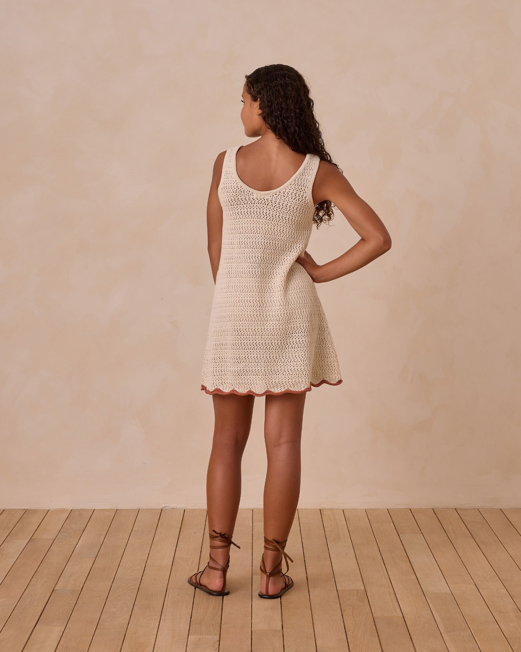 Crochet Tank Mini Dress || Natural**