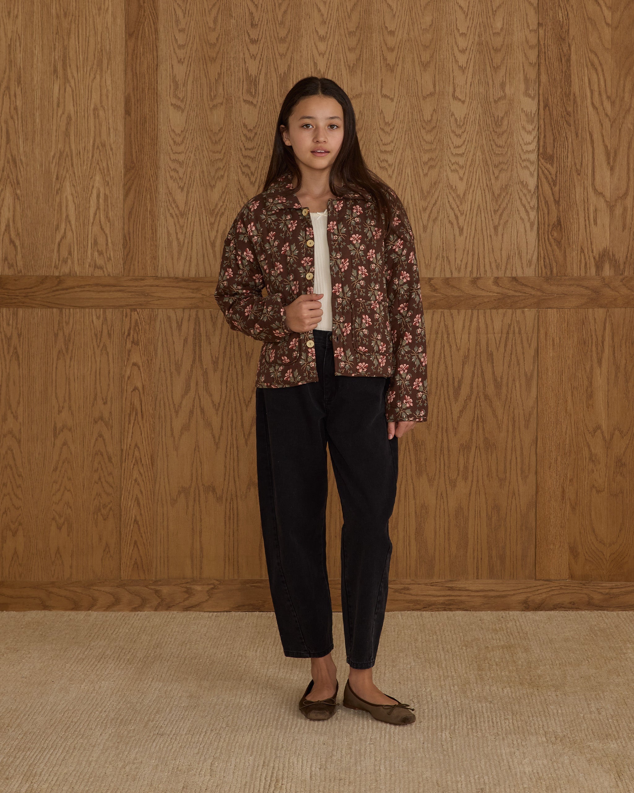 Quilted Collar Jacket || Winter Floral - Teen