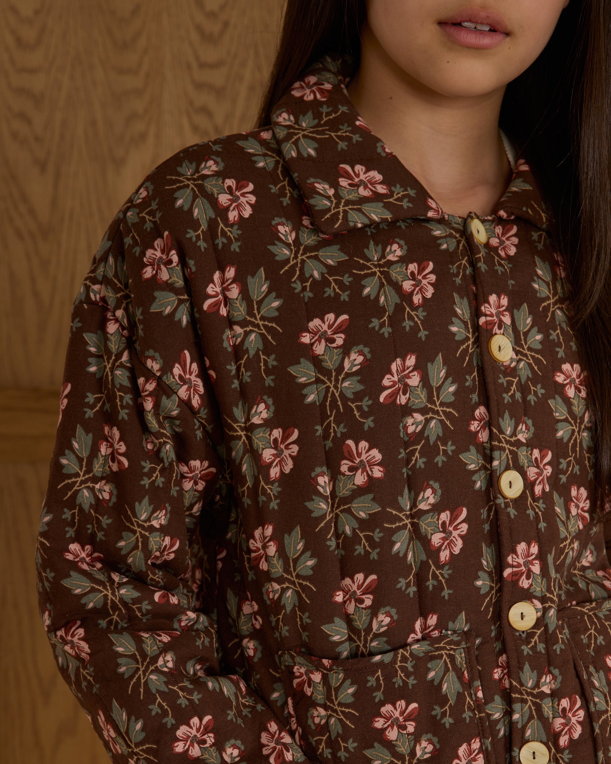Quilted Collar Jacket || Winter Floral - Teen